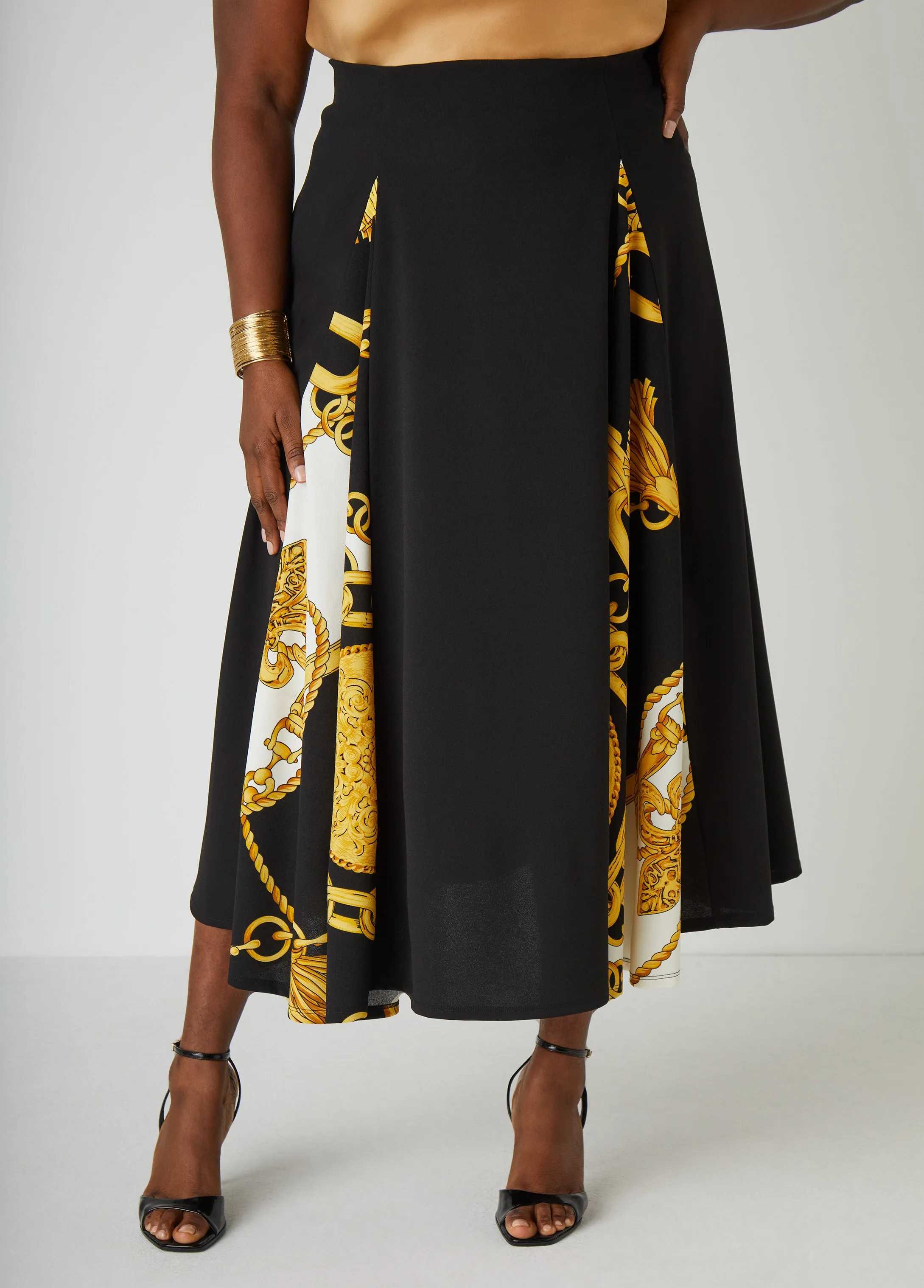 Status Print A Line Maxi Skirt sold by Ashley Stewart