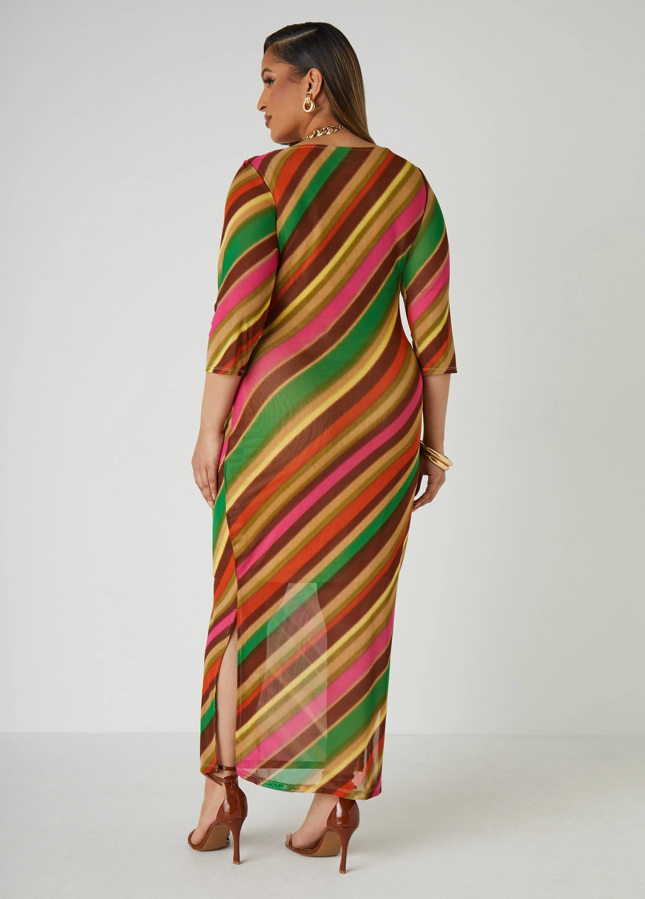 Striped Mesh Maxi Dress sold by Ashley Stewart product image thumbnail 2