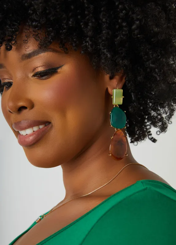 Colorblock Stone Drop Earrings made by Ashley Stewart