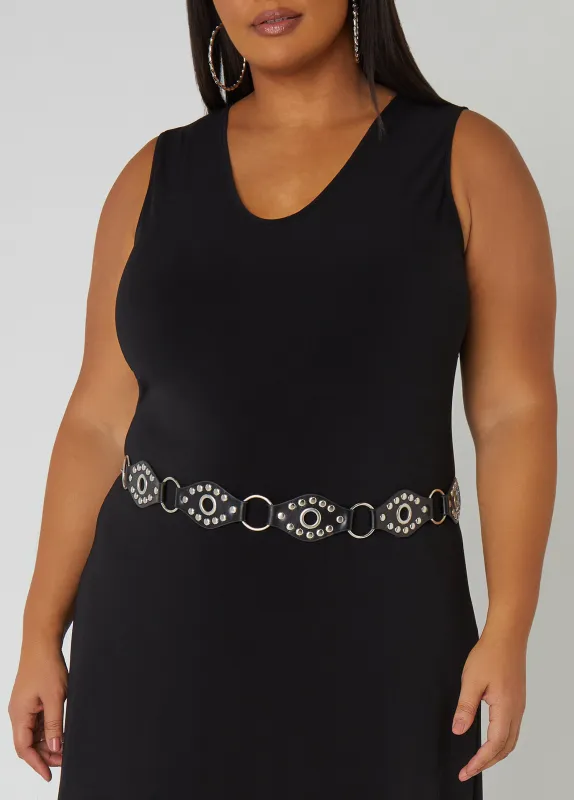 Studded Faux Leather Chain Belt sold by Ashley Stewart