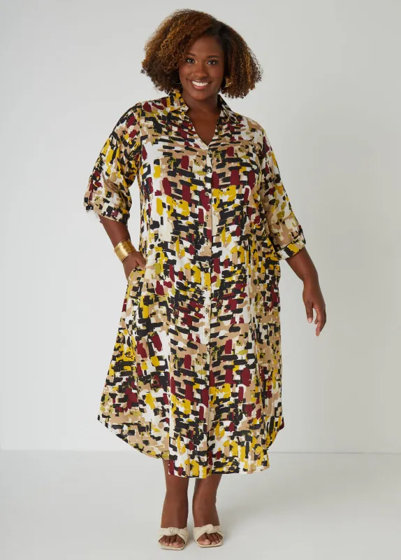 Printed Midaxi A Line Shirtdress sold by Ashley Stewart