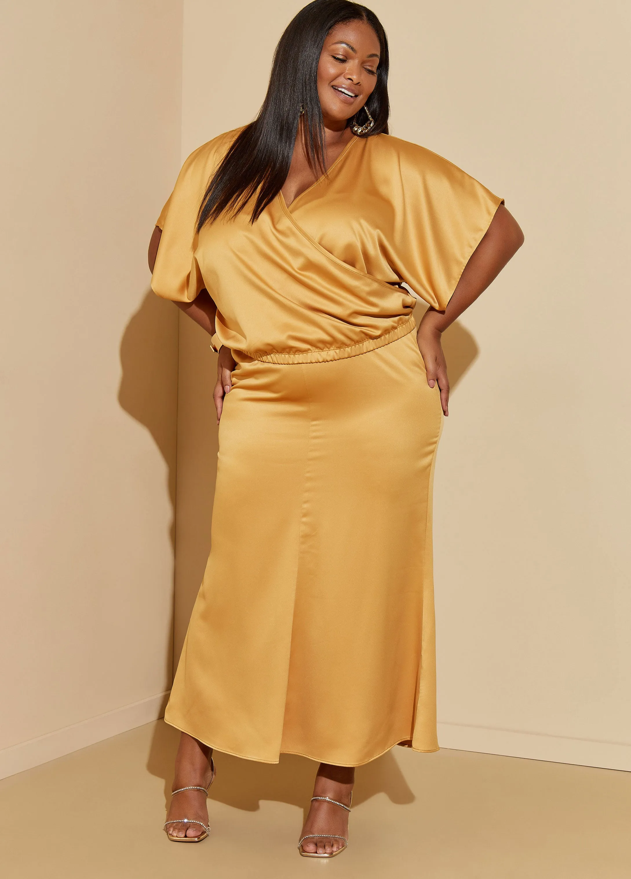 Satin Maxi Slip Skirt sold by Ashley Stewart