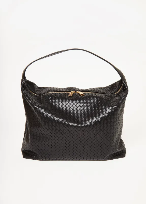 Basketweave Faux Leather Satchel made by Ashley Stewart