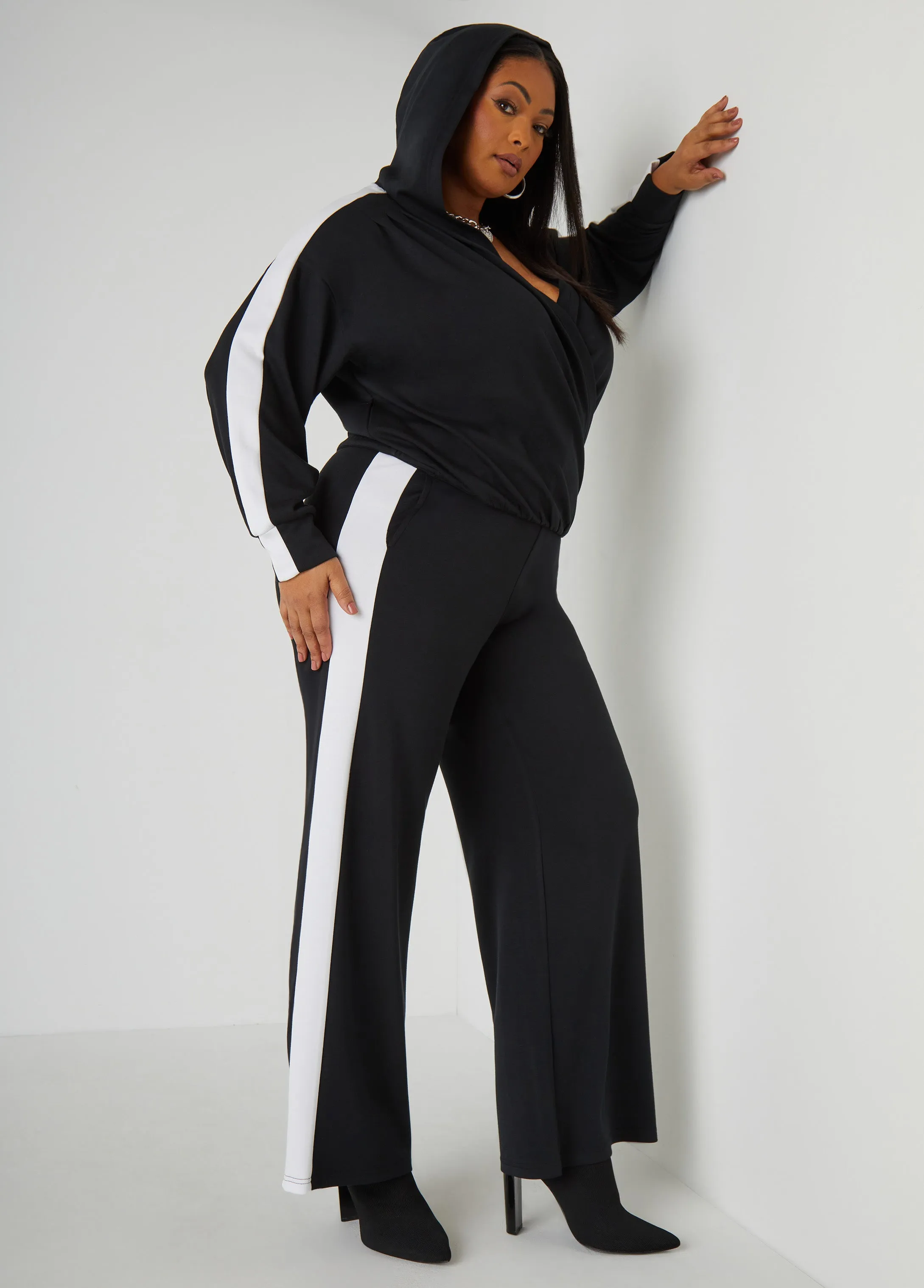 Striped Straight Leg Track Pants sold by Ashley Stewart
