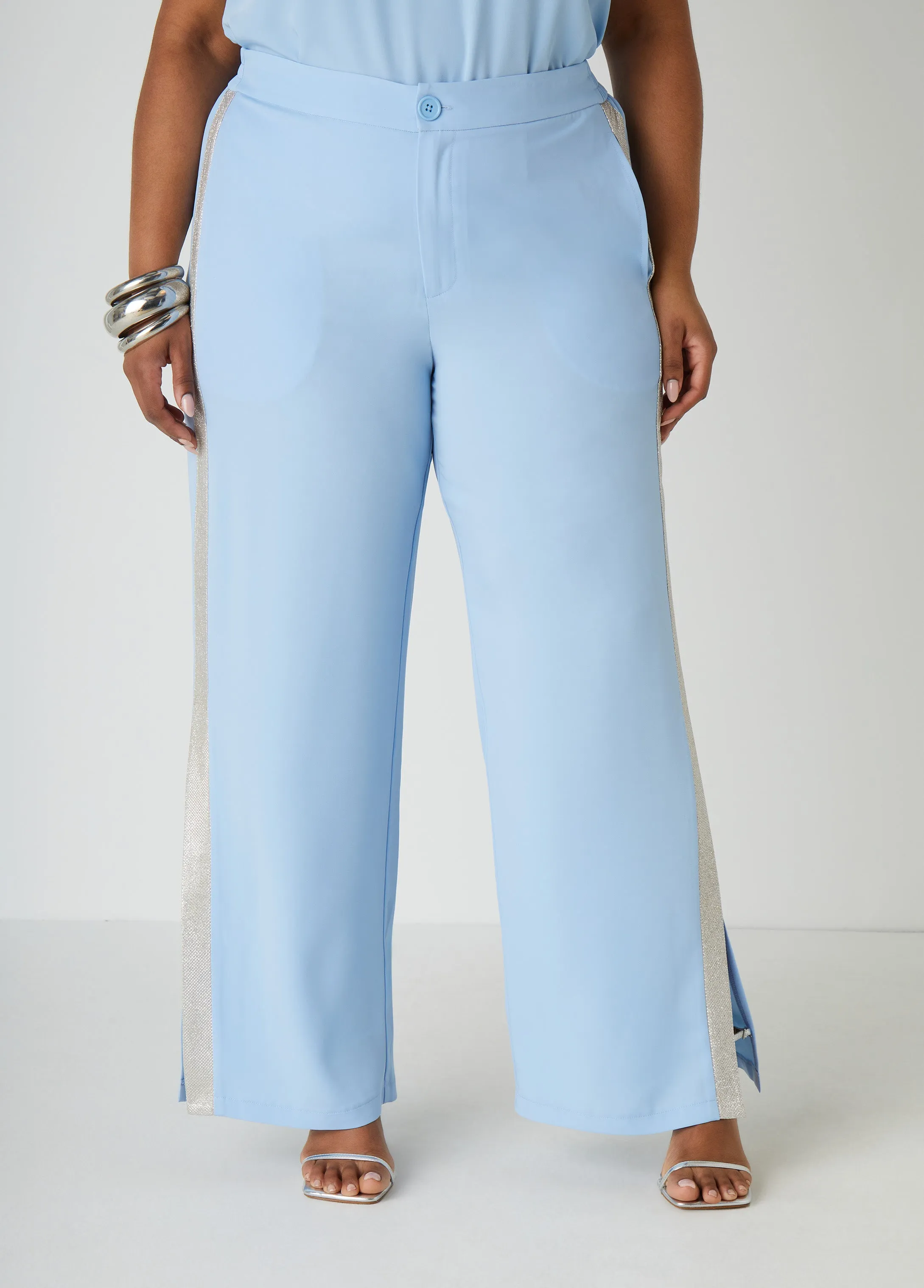 Metallic Trimmed Split Side Pants sold by Ashley Stewart product image thumbnail 4
