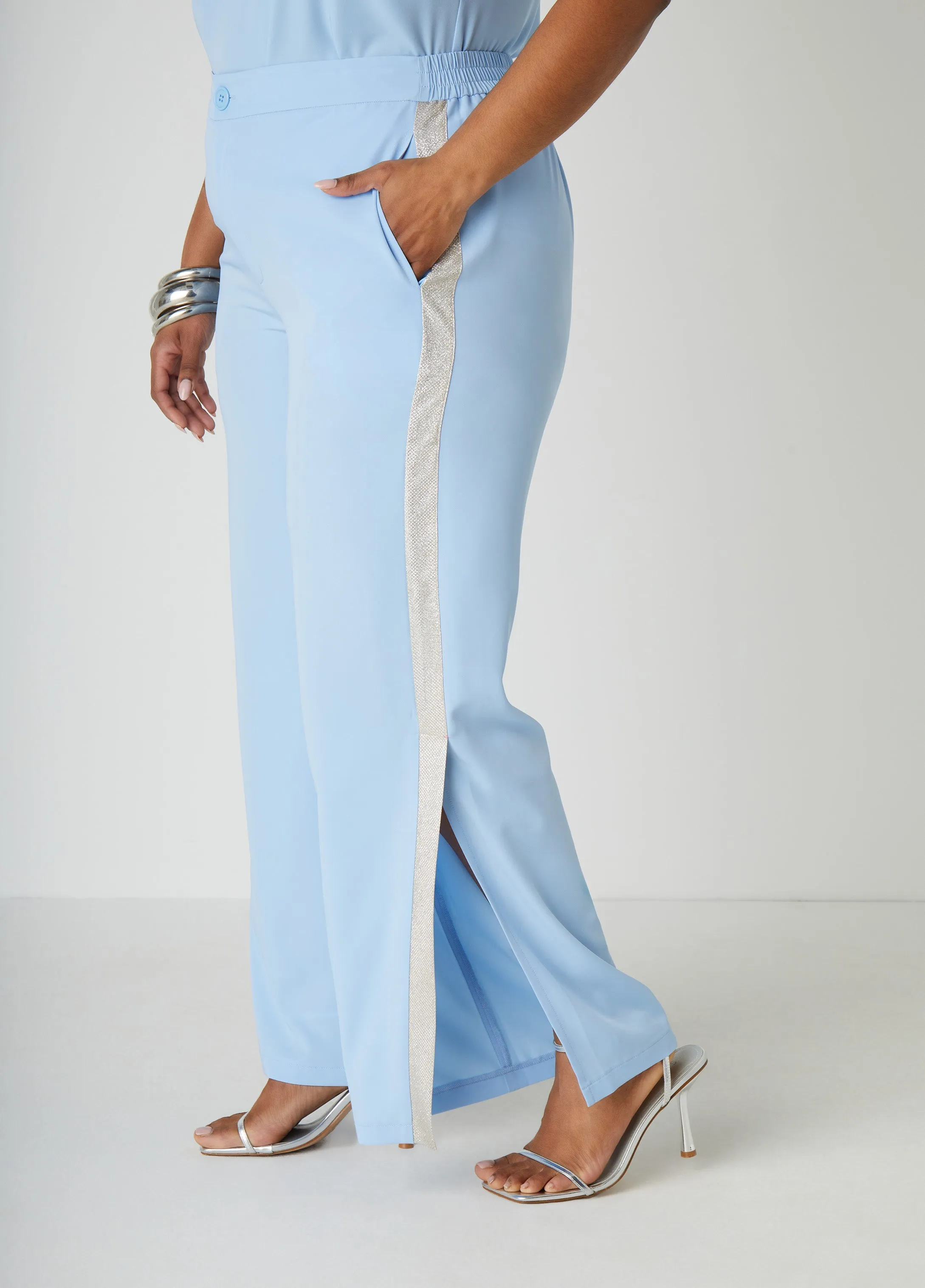 Metallic Trimmed Split Side Pants sold by Ashley Stewart product image thumbnail 3