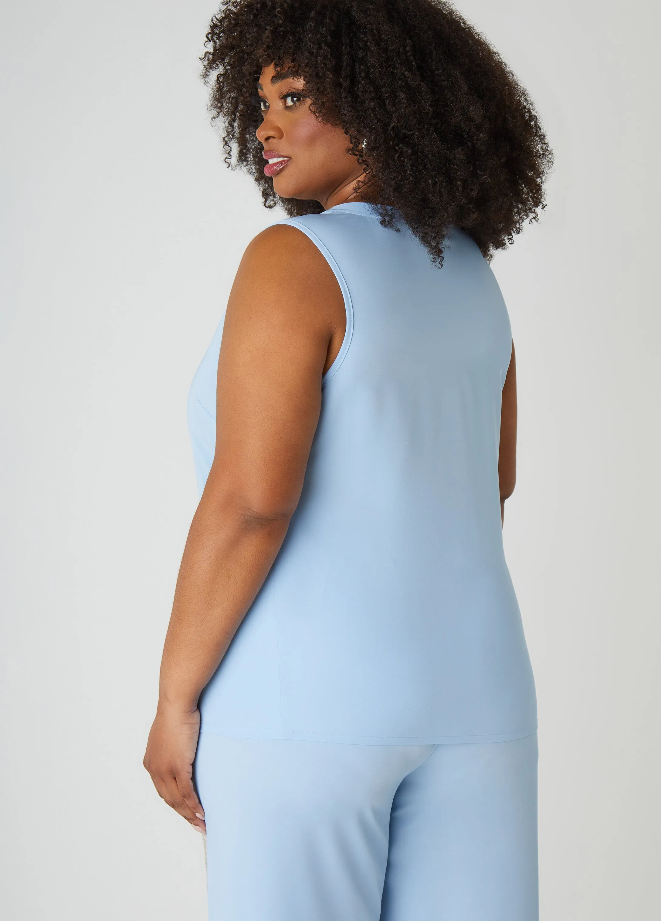 Metallic Trimmed V Neck Top sold by Ashley Stewart product image thumbnail 2