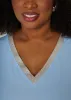 Metallic Trimmed V Neck Top sold by Ashley Stewart