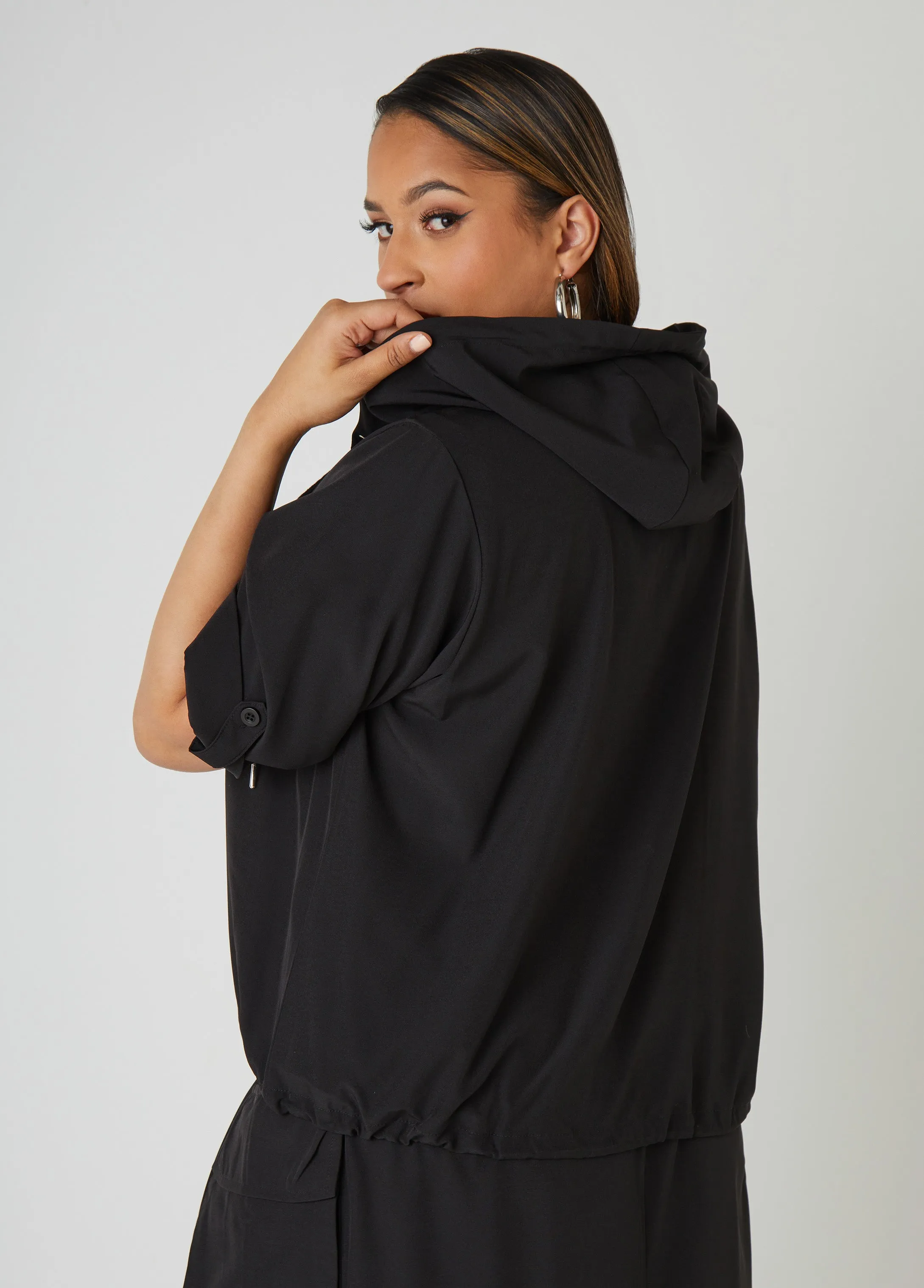 Hooded Drawstring Cargo Jacket sold by Ashley Stewart product image thumbnail 2
