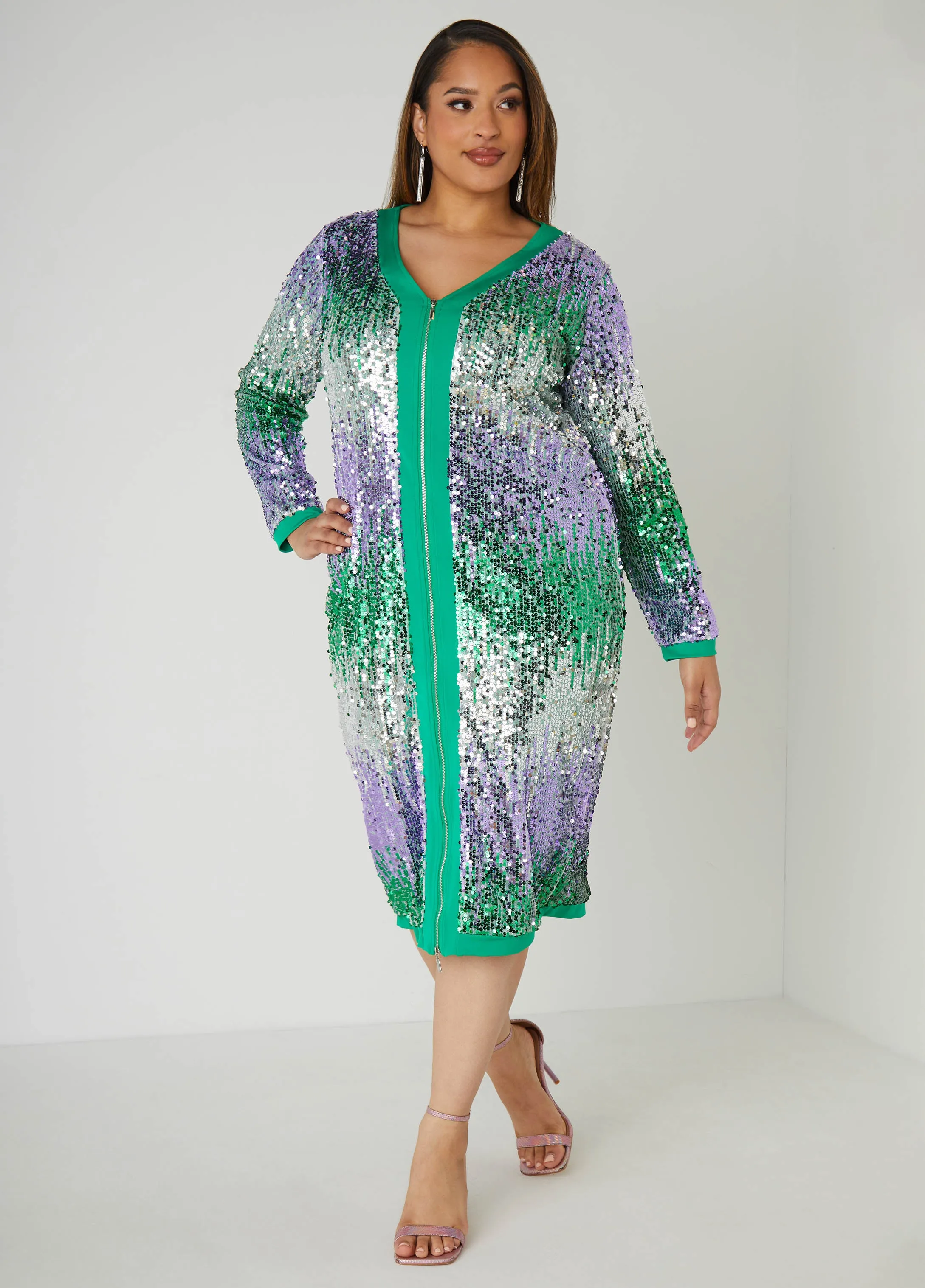 Ombre Sequined Bodycon Dress sold by Ashley Stewart product image thumbnail 5