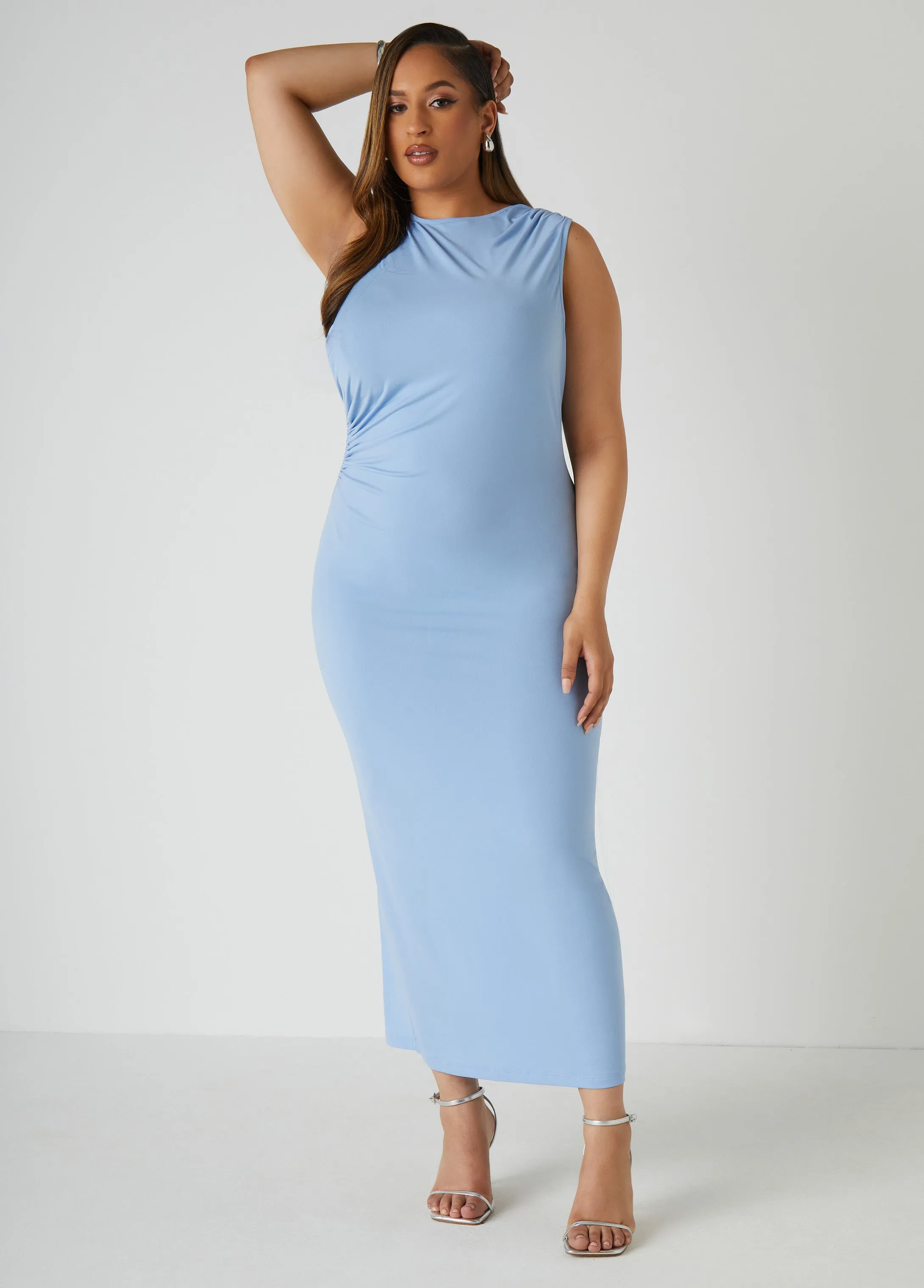 Ruched Knit Maxi Dress sold by Ashley Stewart