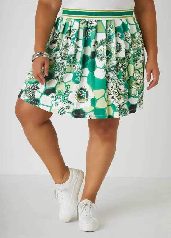 Pleated Floral Print Skort sold by Ashley Stewart