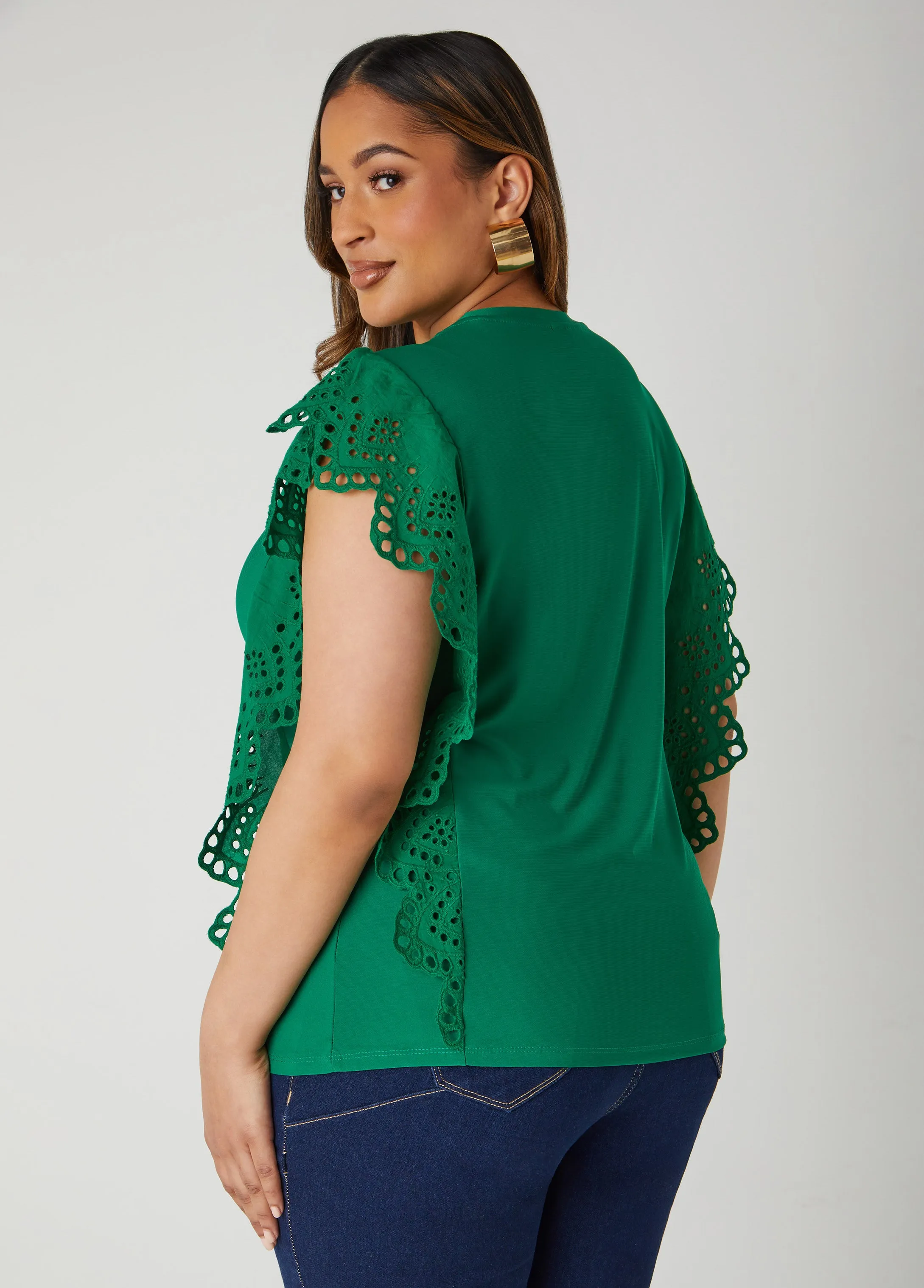 Eyelet Sleeved Jersey Top sold by Ashley Stewart product image thumbnail 2