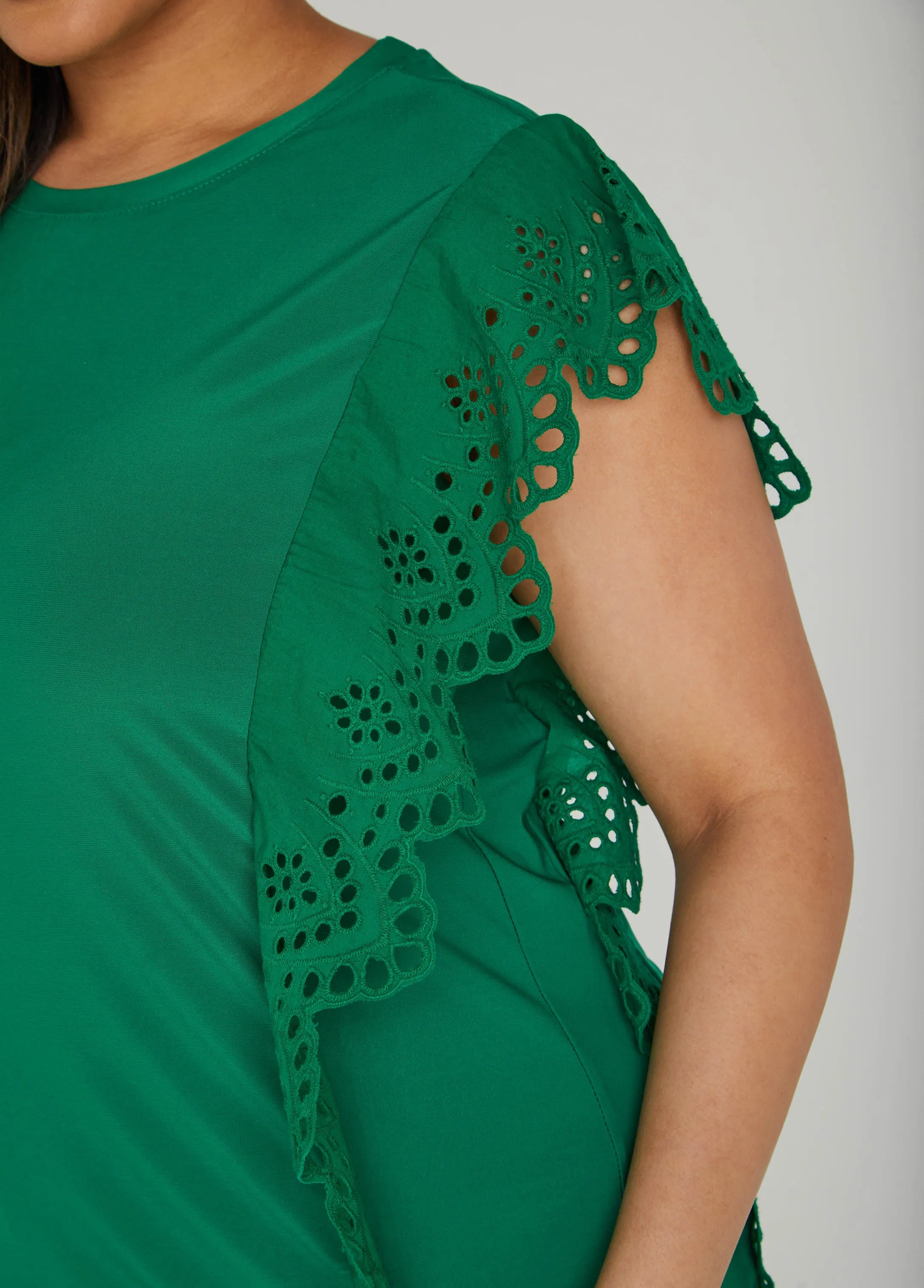 Eyelet Sleeved Jersey Top sold by Ashley Stewart product image thumbnail 3