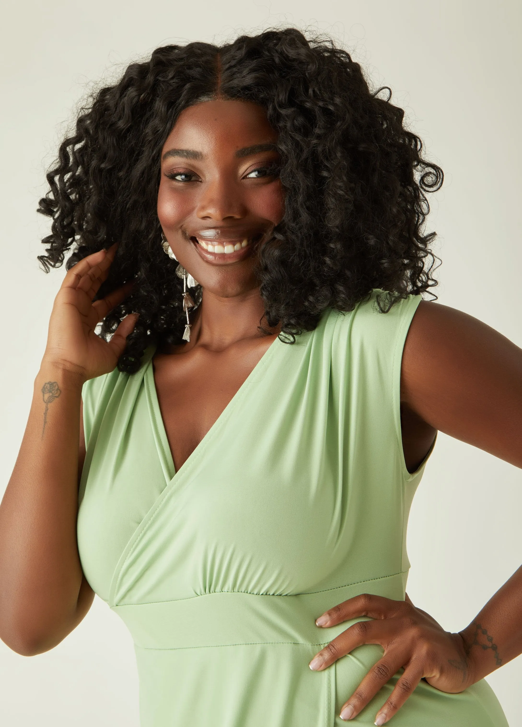Faux Wrap Midaxi Dress sold by Ashley Stewart product image thumbnail 3