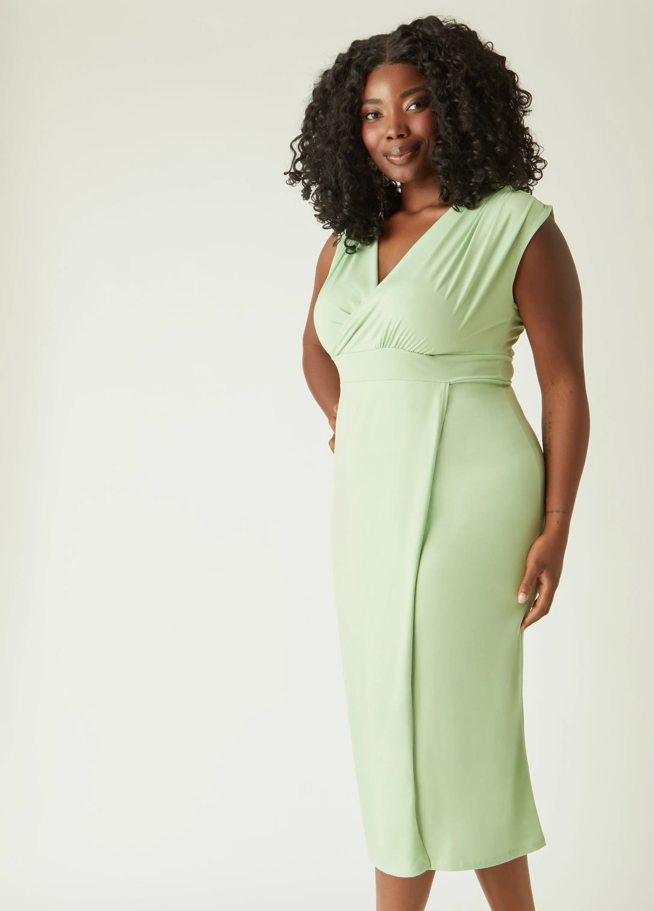 Faux Wrap Midaxi Dress sold by Ashley Stewart product image thumbnail 4