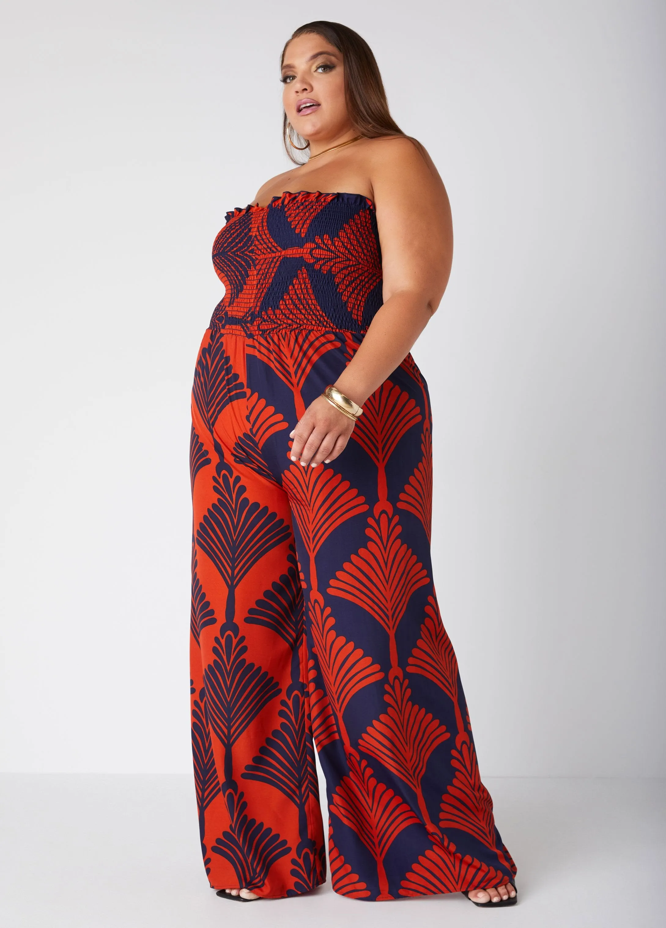 Strapless Floral Wide Leg Jumpsuit sold by Ashley Stewart product image thumbnail 3