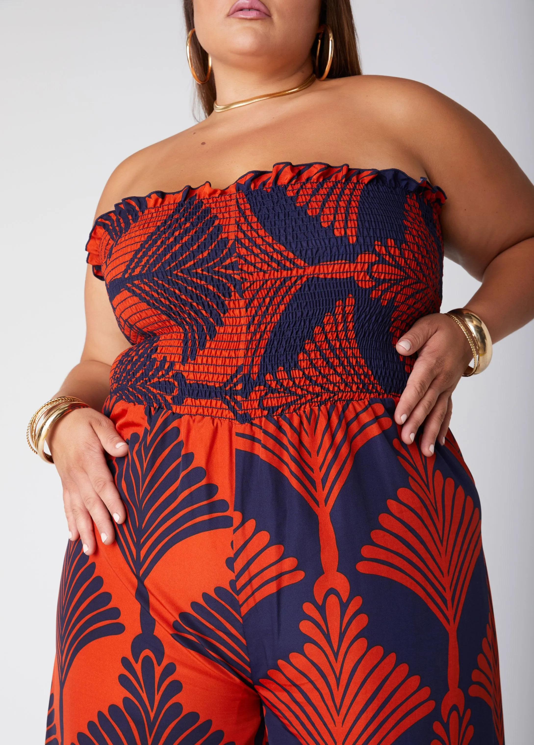 Strapless Floral Wide Leg Jumpsuit sold by Ashley Stewart product image thumbnail 4