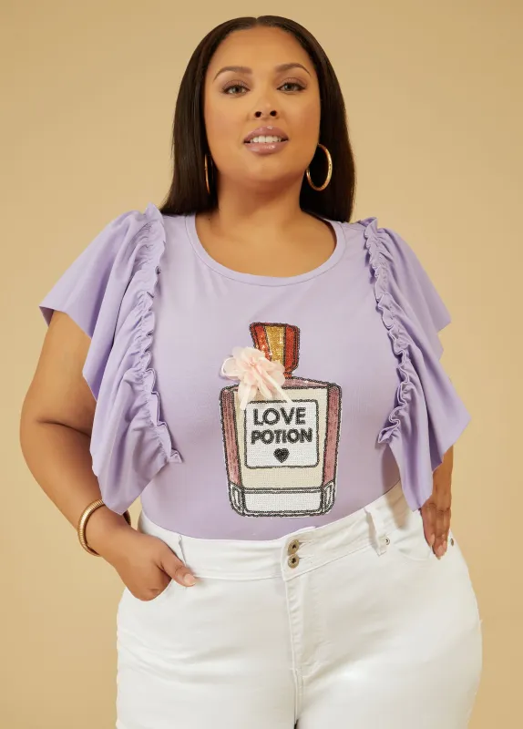 Love Potion Embellished Tee sold by Ashley Stewart