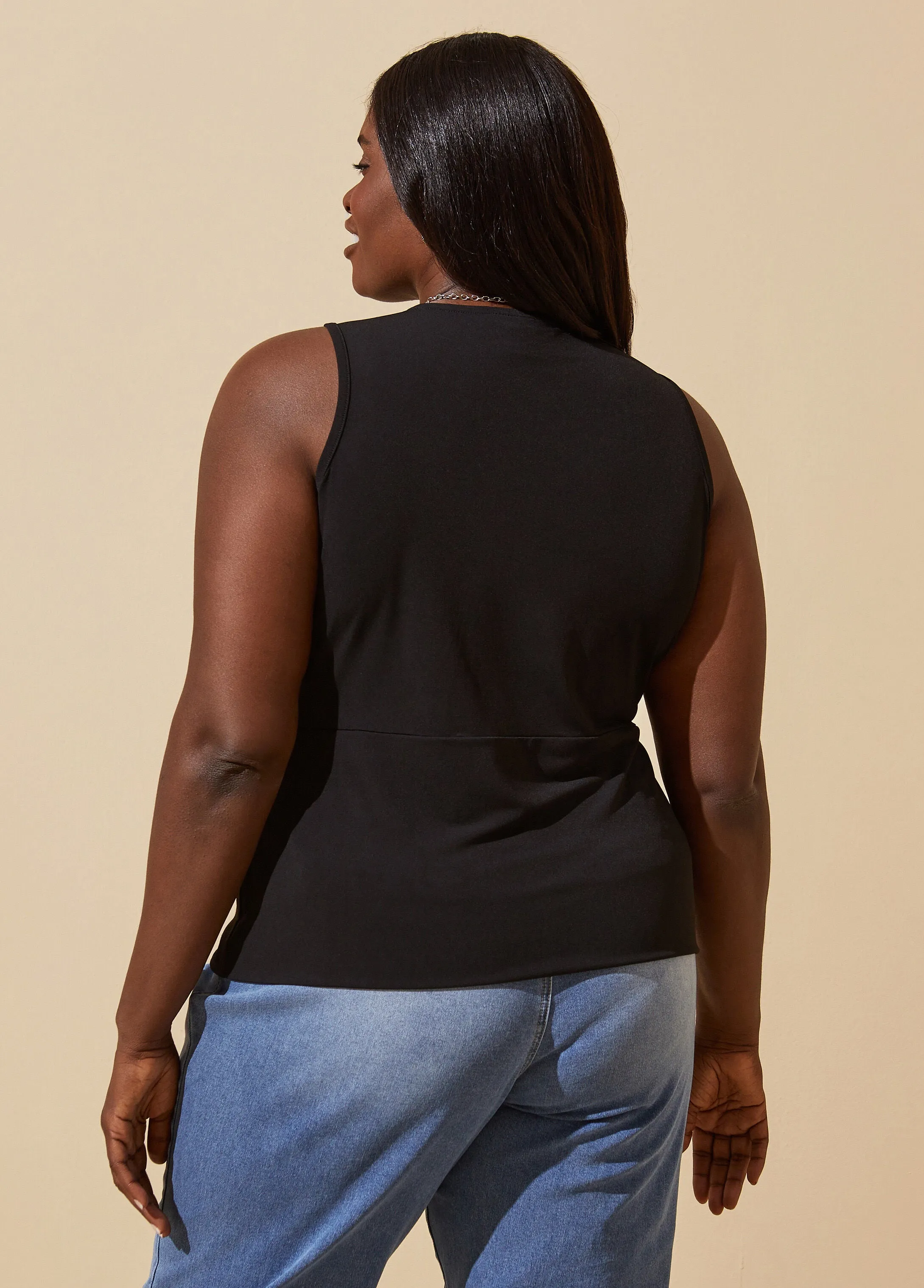 Stretch Knit Faux Wrap Top sold by Ashley Stewart product image thumbnail 2