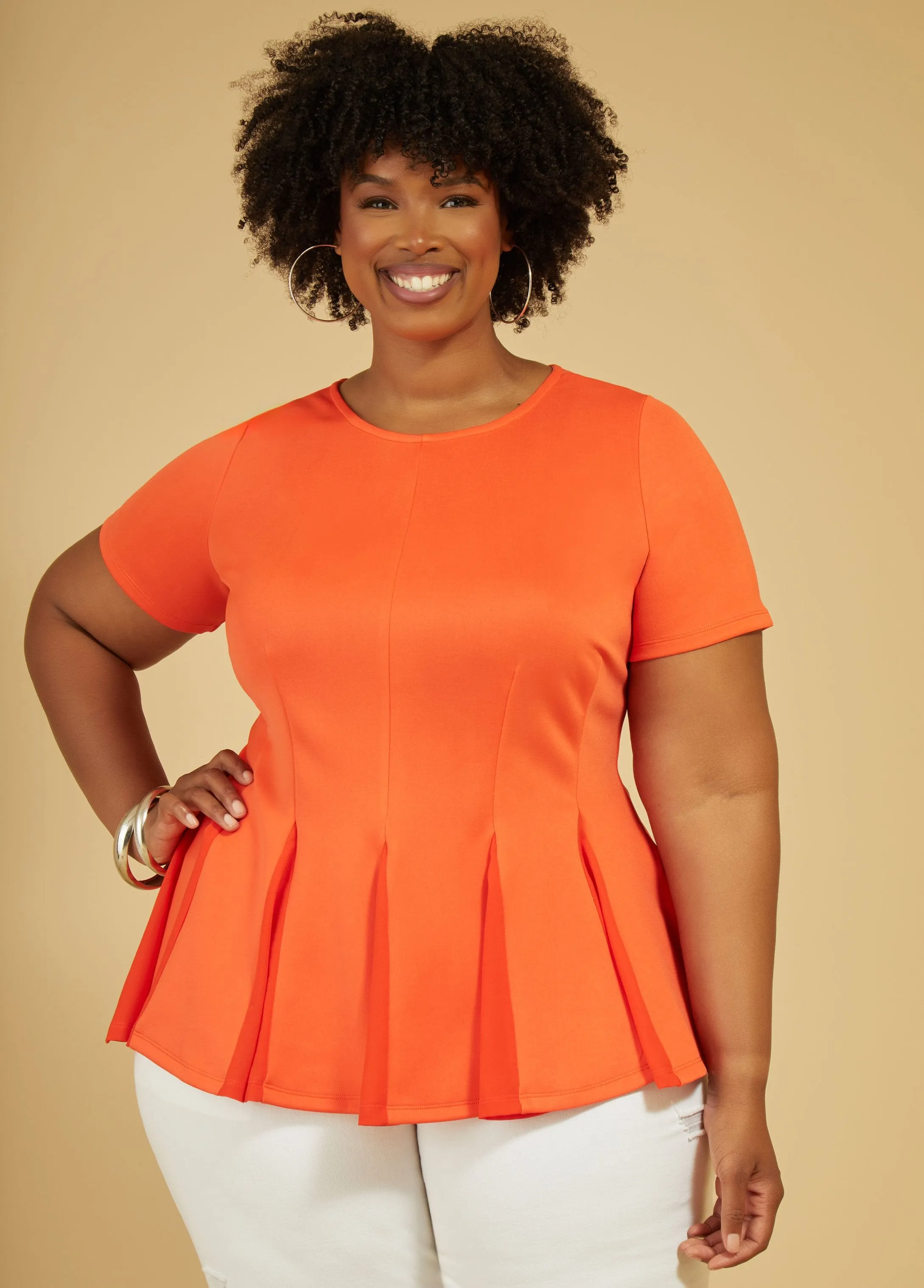Pleated Peplum Top sold by Ashley Stewart product image thumbnail 4