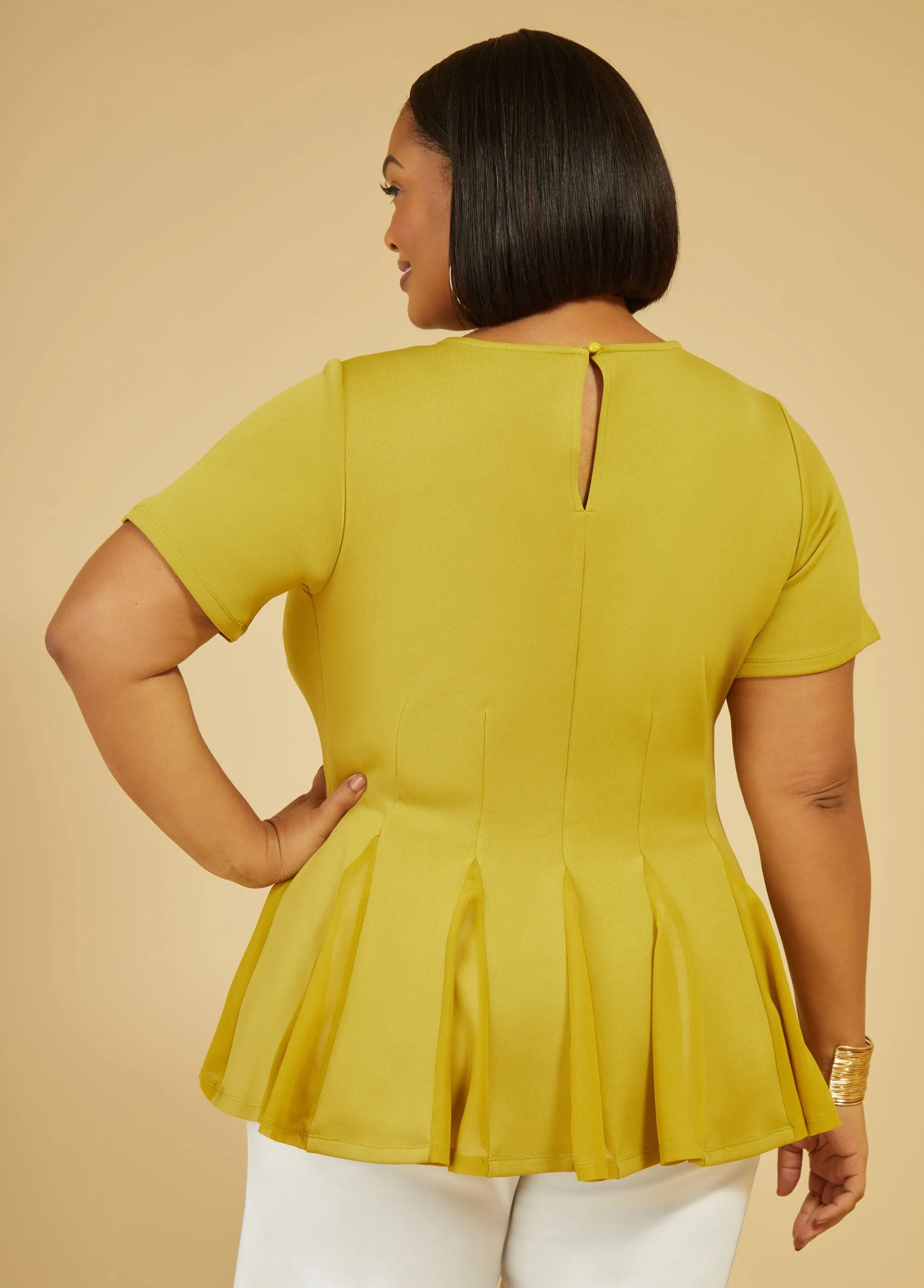 Pleated Peplum Top sold by Ashley Stewart product image thumbnail 2