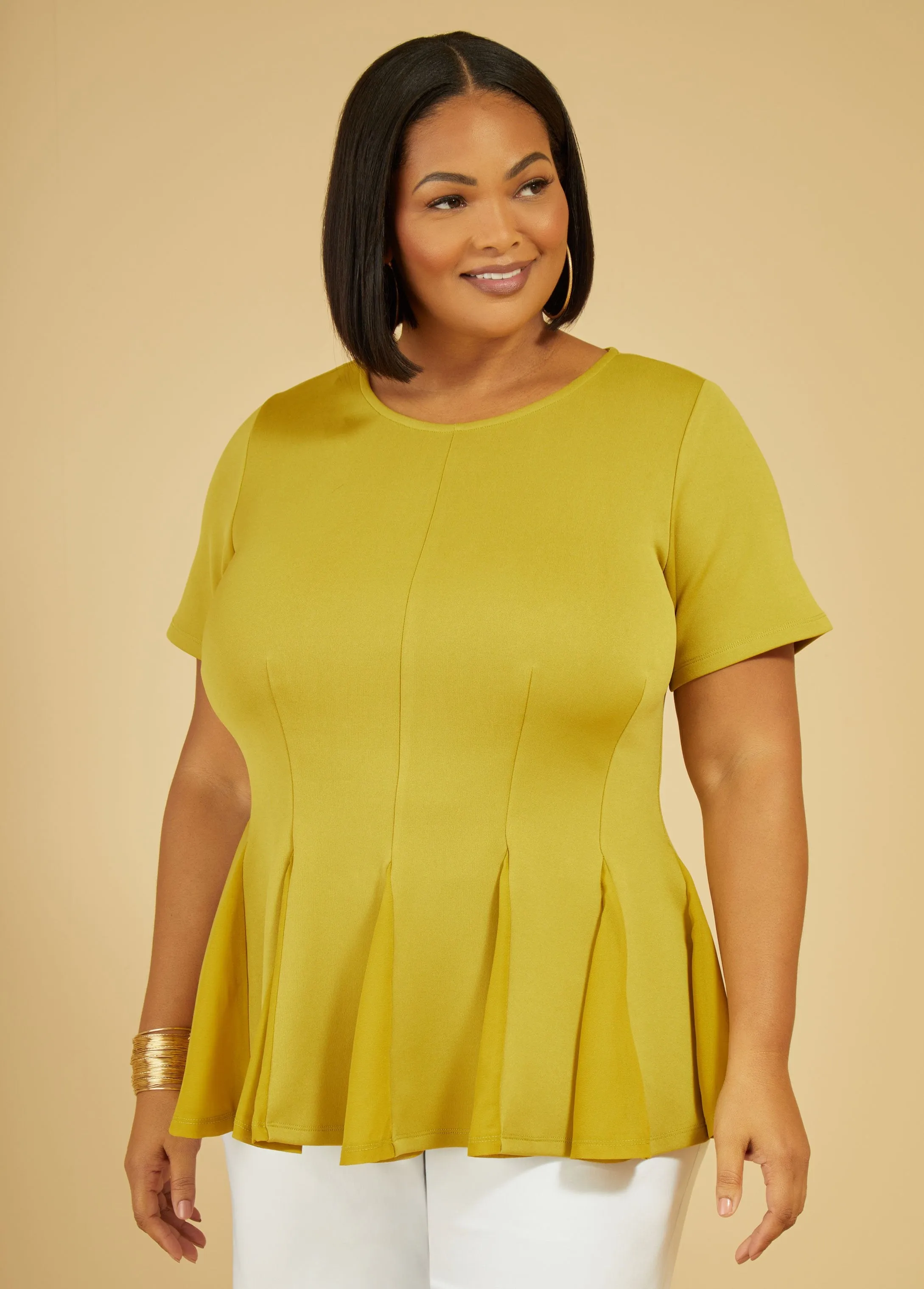Pleated Peplum Top sold by Ashley Stewart product image thumbnail 3