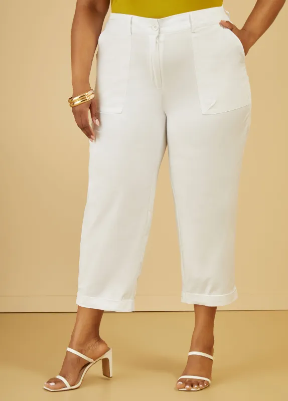 Cuffed Stretch Cotton Capris sold by Ashley Stewart
