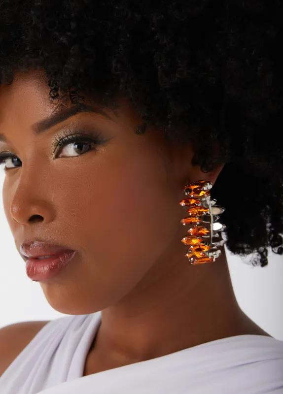 Crystal Silver Tone Hoop Earrings sold by Ashley Stewart