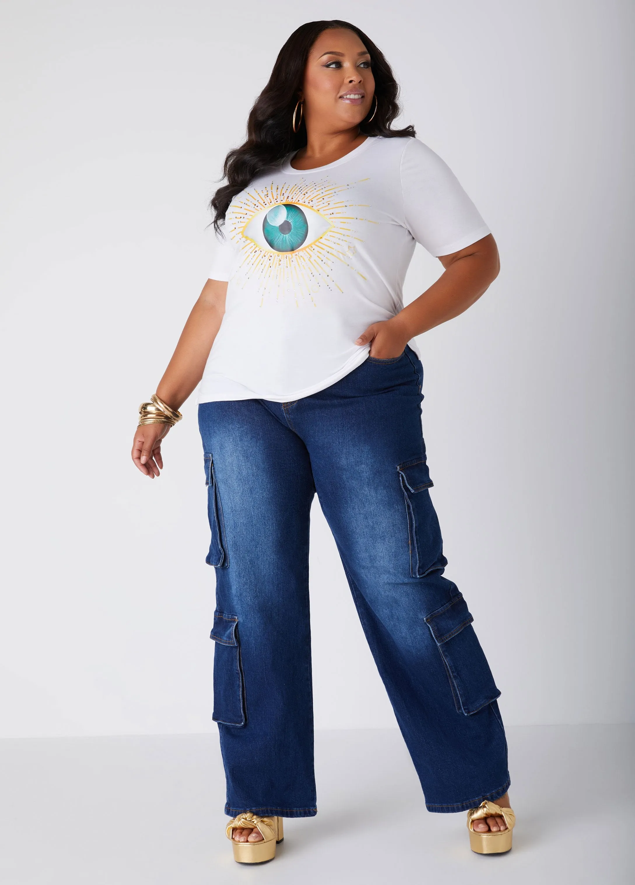 Eye Embellished Graphic Tee sold by Ashley Stewart product image thumbnail 3