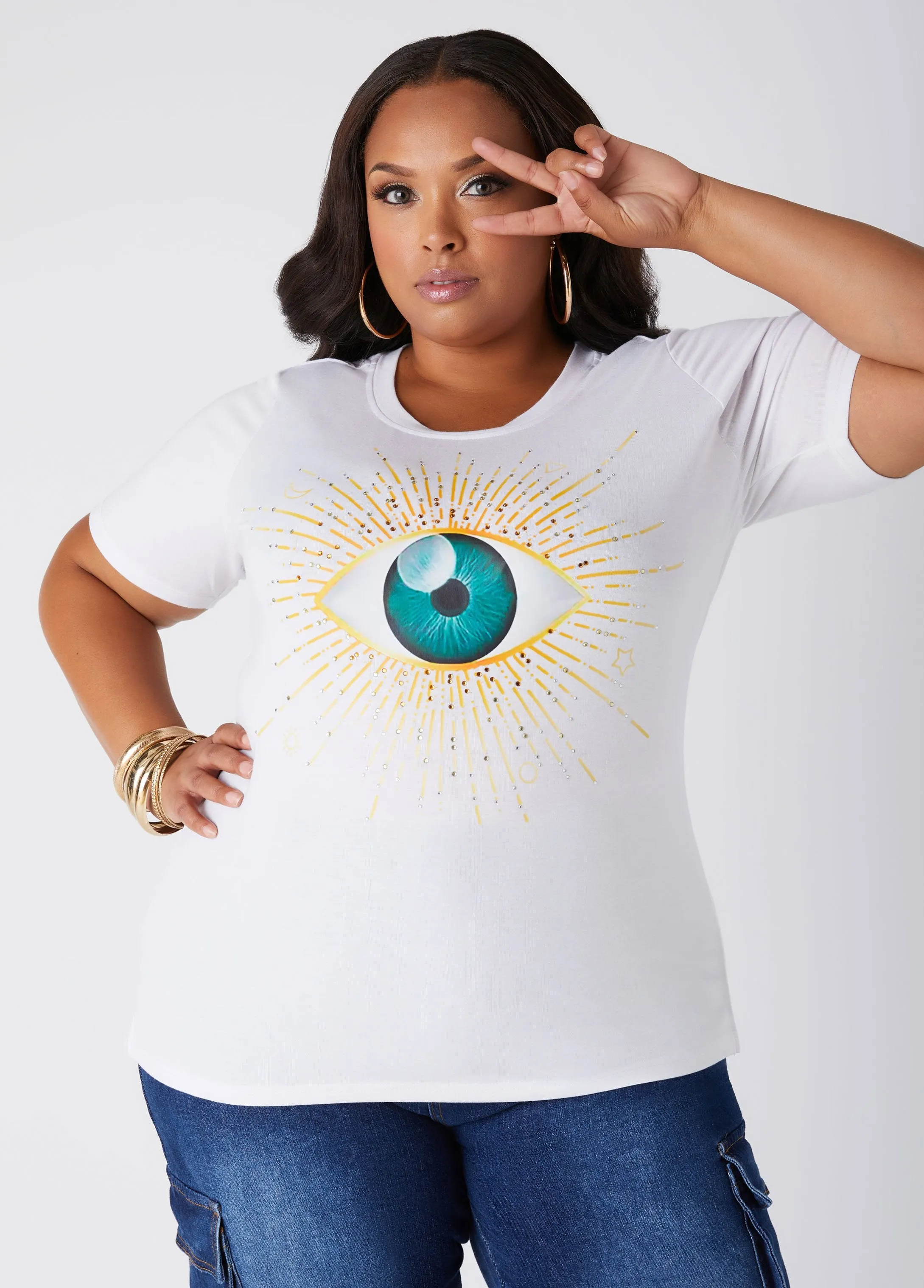 Eye Embellished Graphic Tee sold by Ashley Stewart product image thumbnail 4