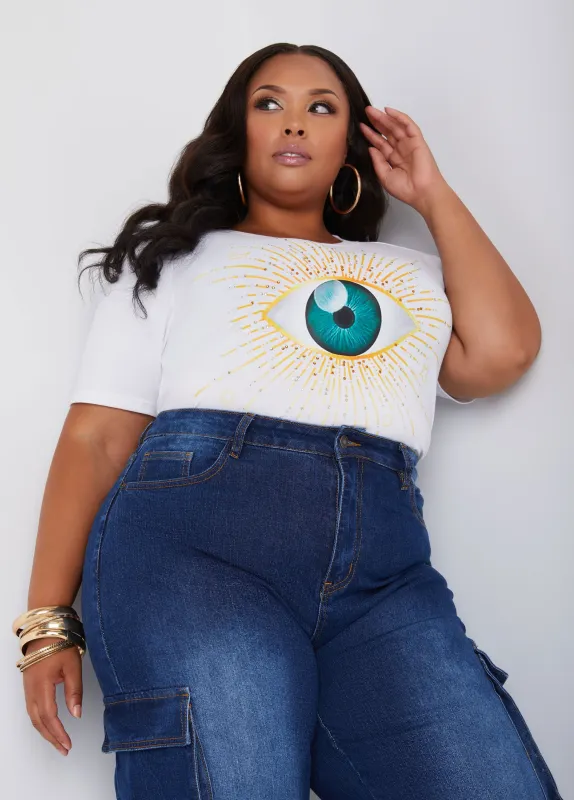Eye Embellished Graphic Tee sold by Ashley Stewart