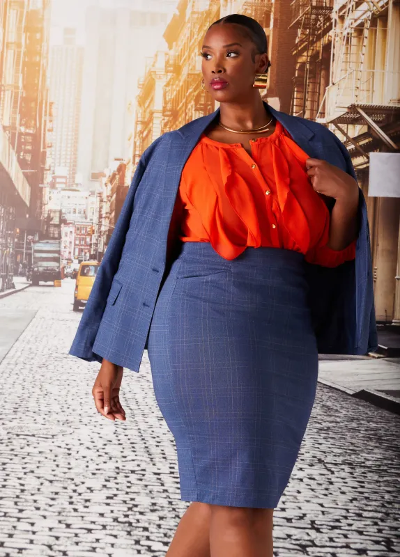 Plaid Twill Pencil Skirt sold by Ashley Stewart