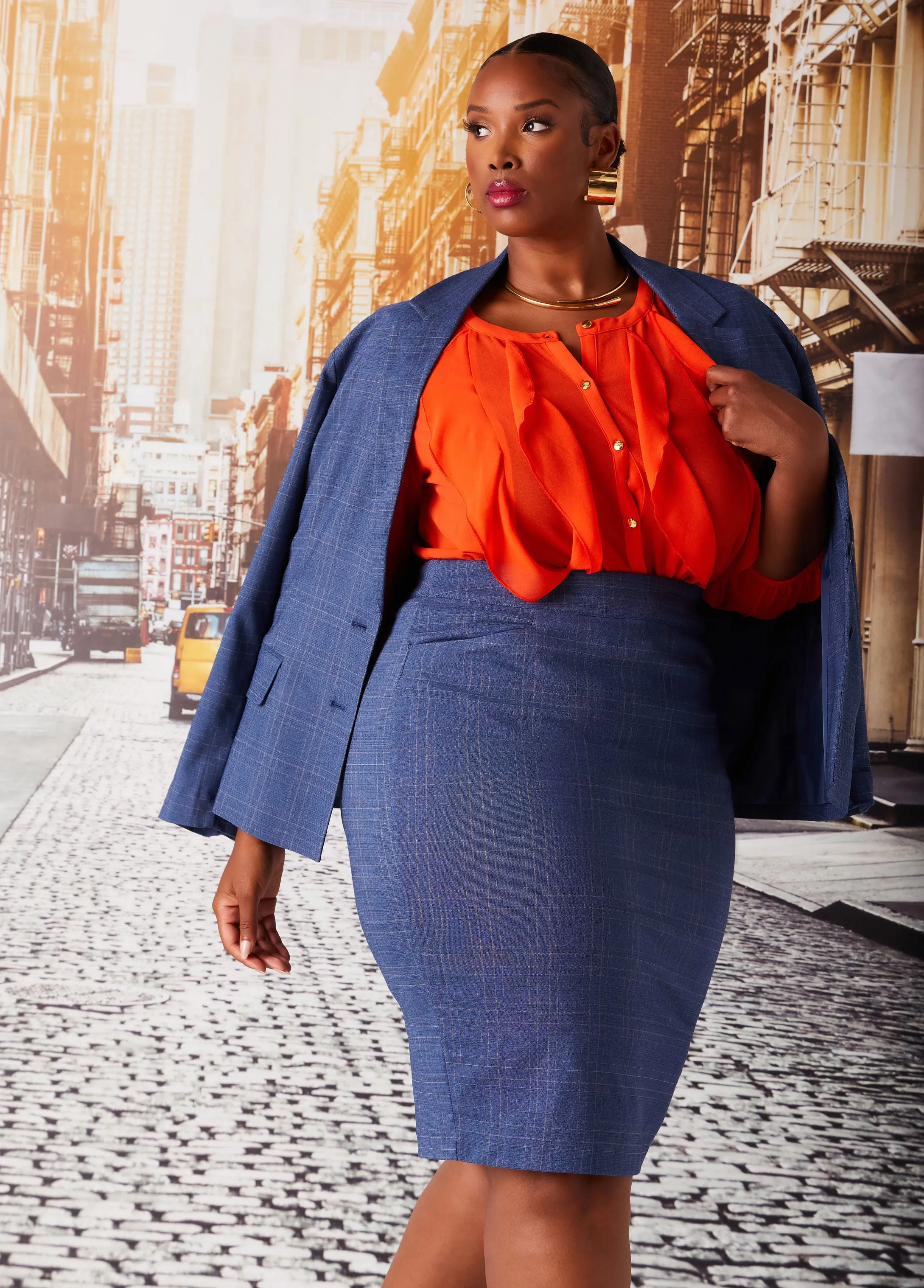 Plaid Twill Pencil Skirt sold by Ashley Stewart