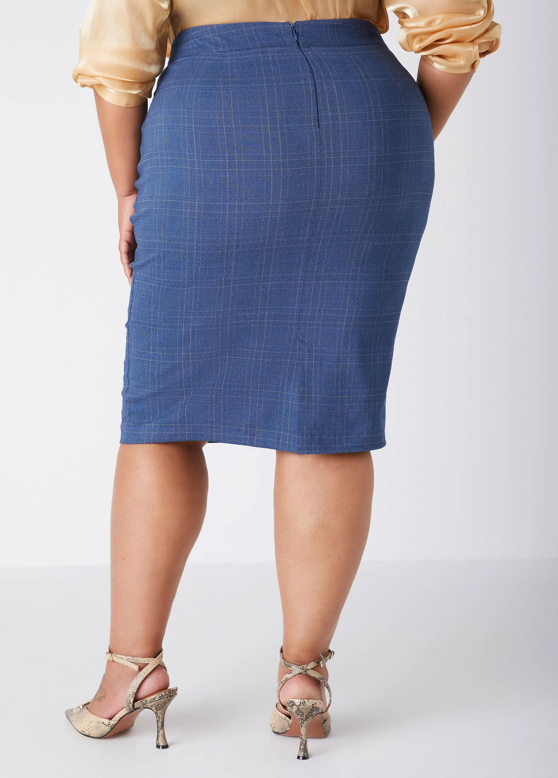 Plaid Twill Pencil Skirt sold by Ashley Stewart product image thumbnail 2
