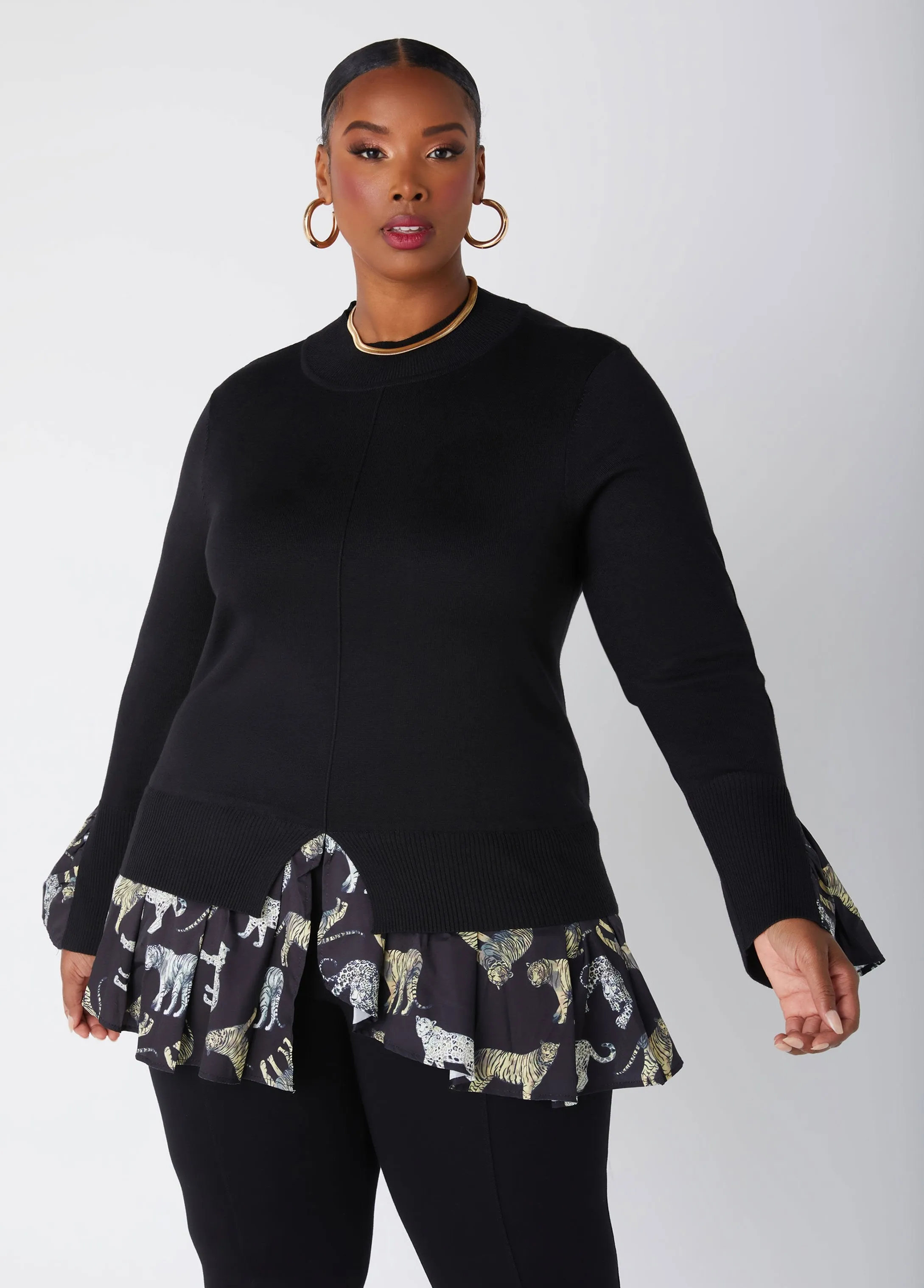 Animal Print Paneled Sweater sold by Ashley Stewart product image thumbnail 4