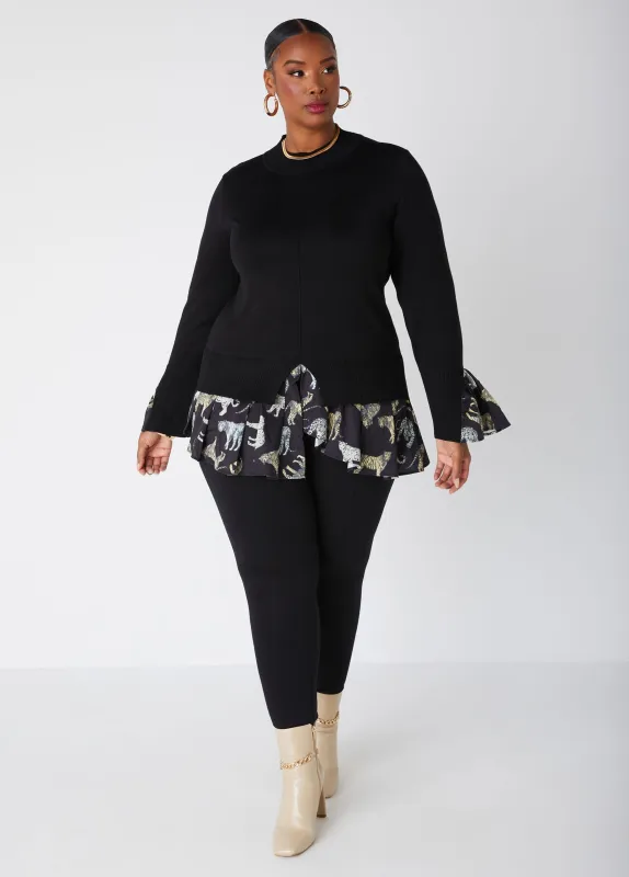 Animal Print Paneled Sweater sold by Ashley Stewart