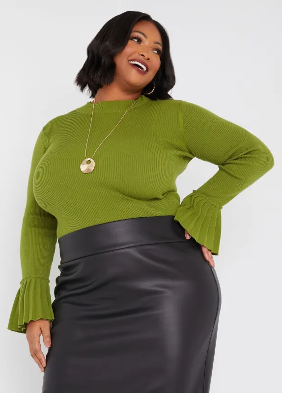 Pleated Bell Sleeved Sweater sold by Ashley Stewart