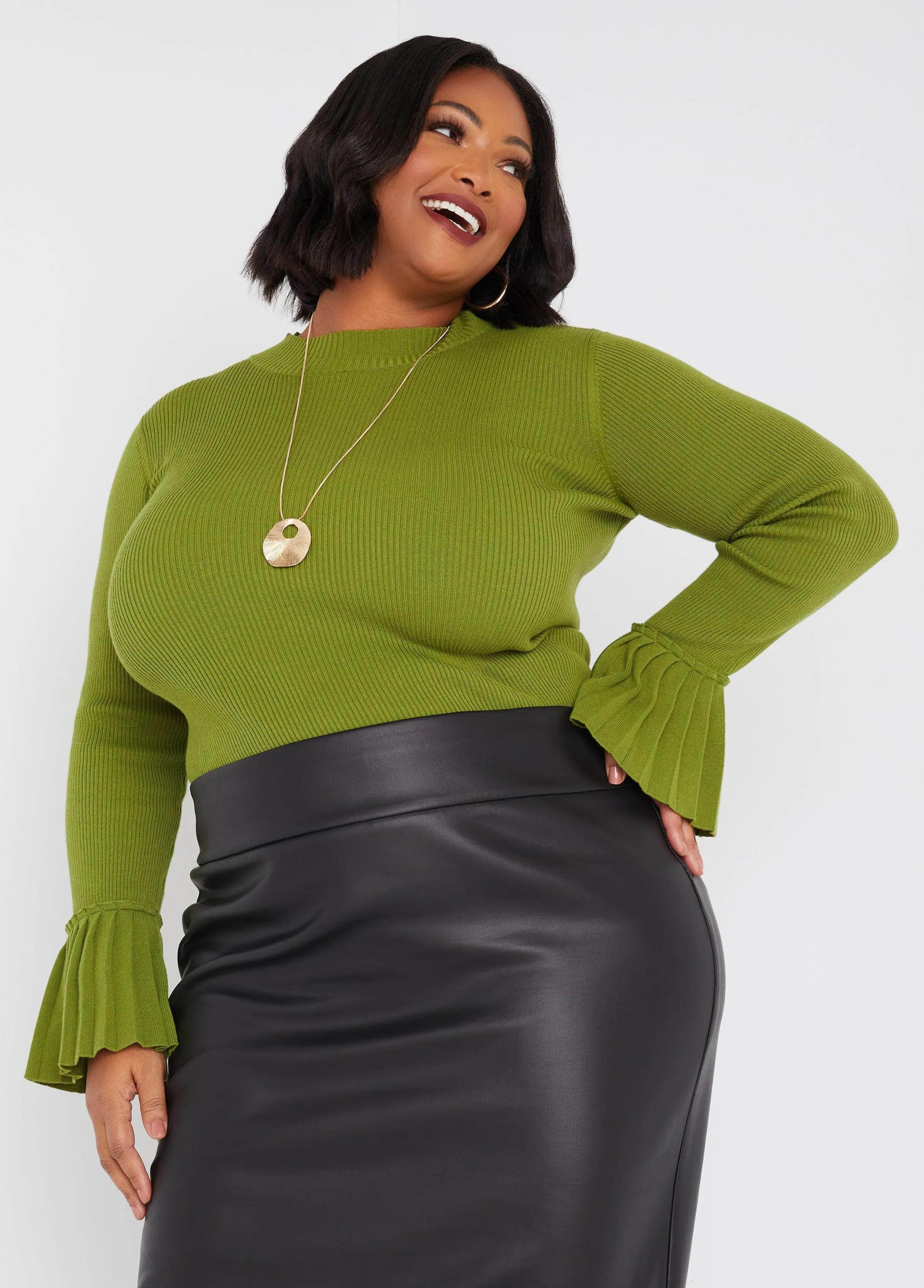 Pleated Bell Sleeved Sweater sold by Ashley Stewart