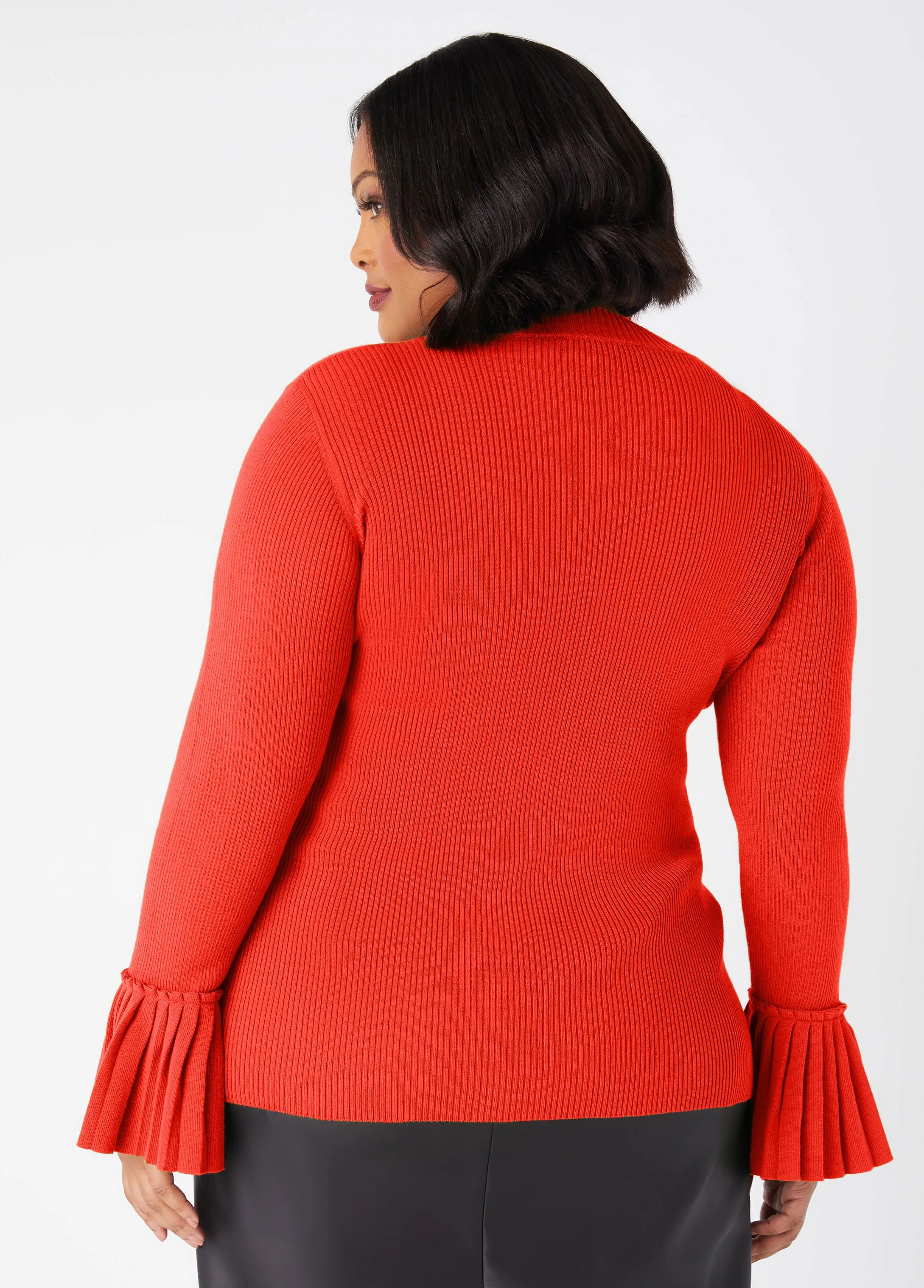 Pleated Bell Sleeved Sweater sold by Ashley Stewart product image thumbnail 5