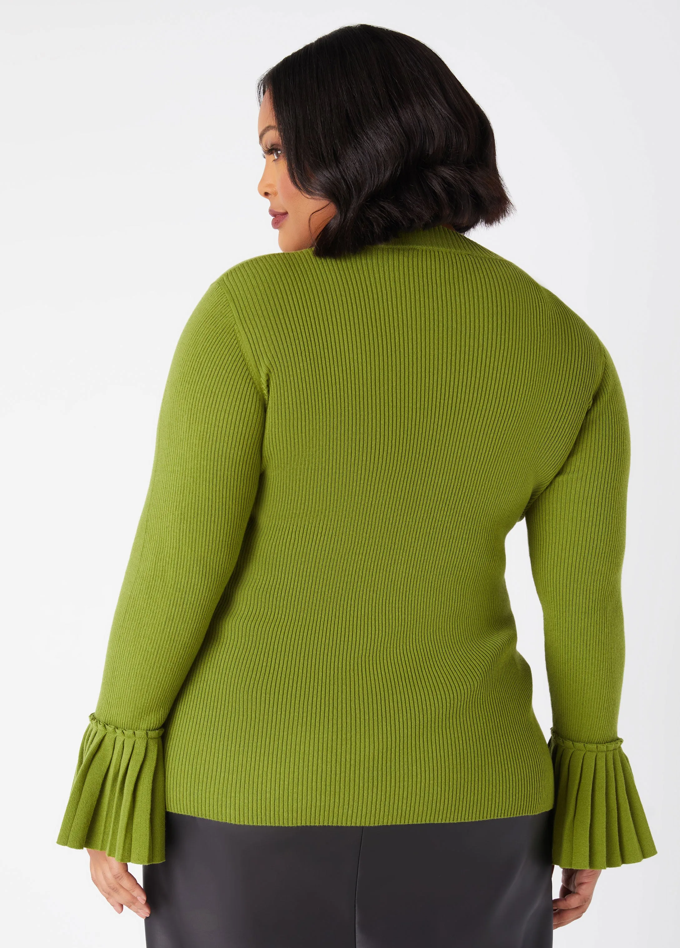 Pleated Bell Sleeved Sweater sold by Ashley Stewart product image thumbnail 2