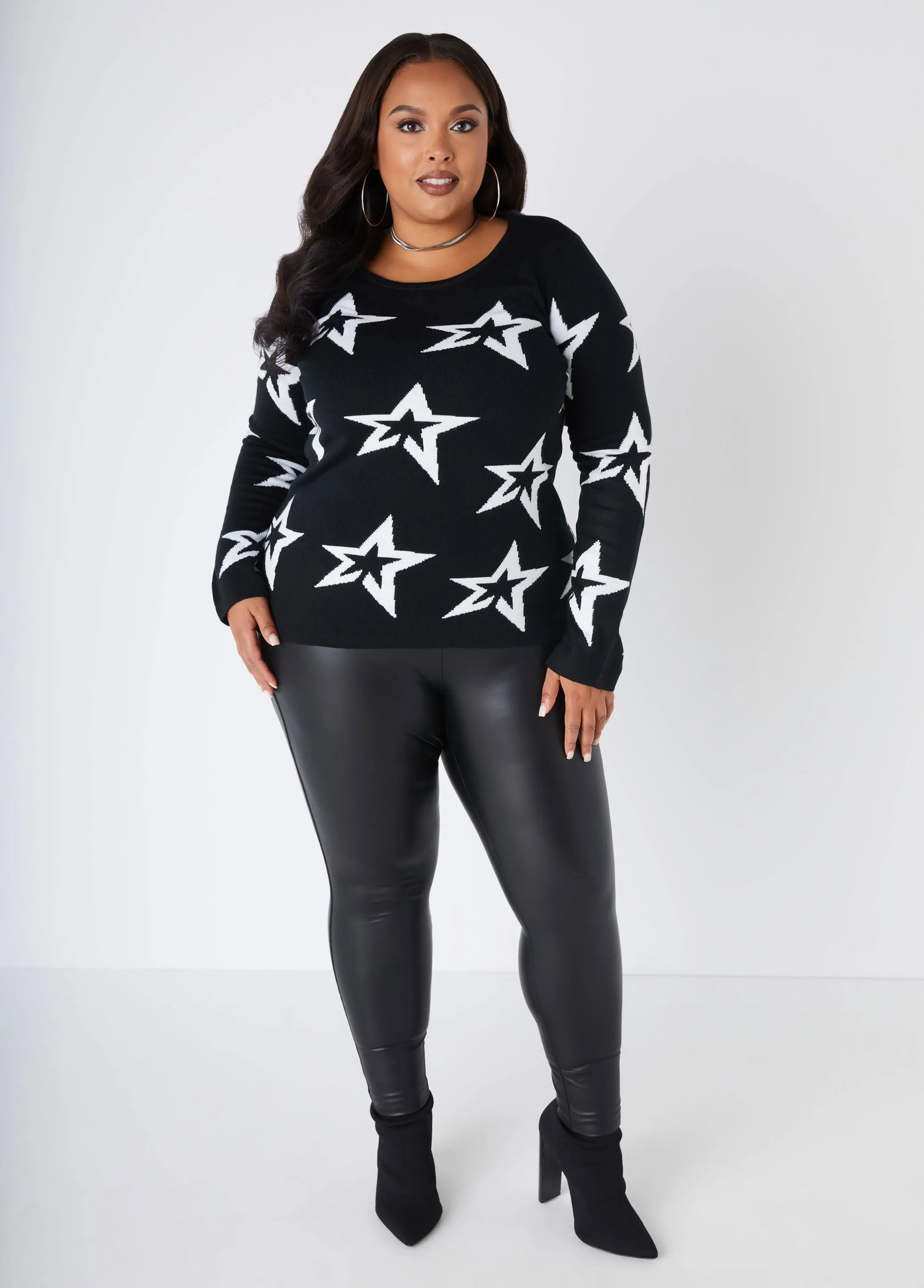 Star Jacquard Sweater sold by Ashley Stewart product image thumbnail 3