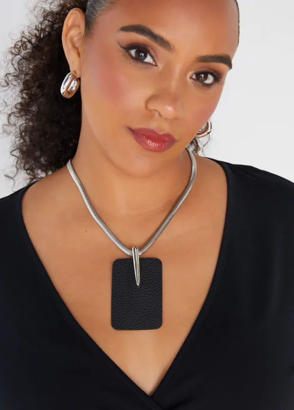 Faux Leather Necklace sold by Ashley Stewart