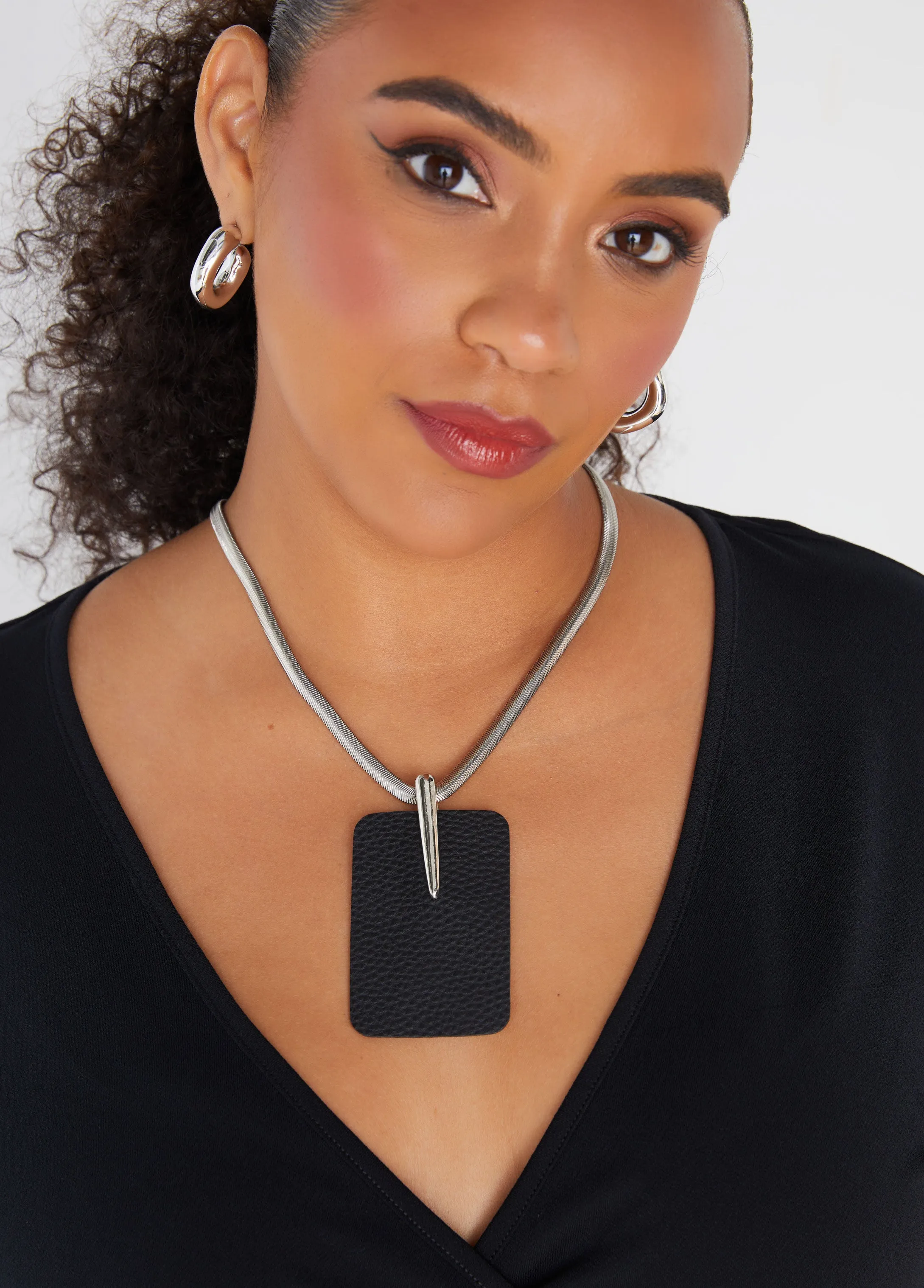 Faux Leather Necklace sold by Ashley Stewart