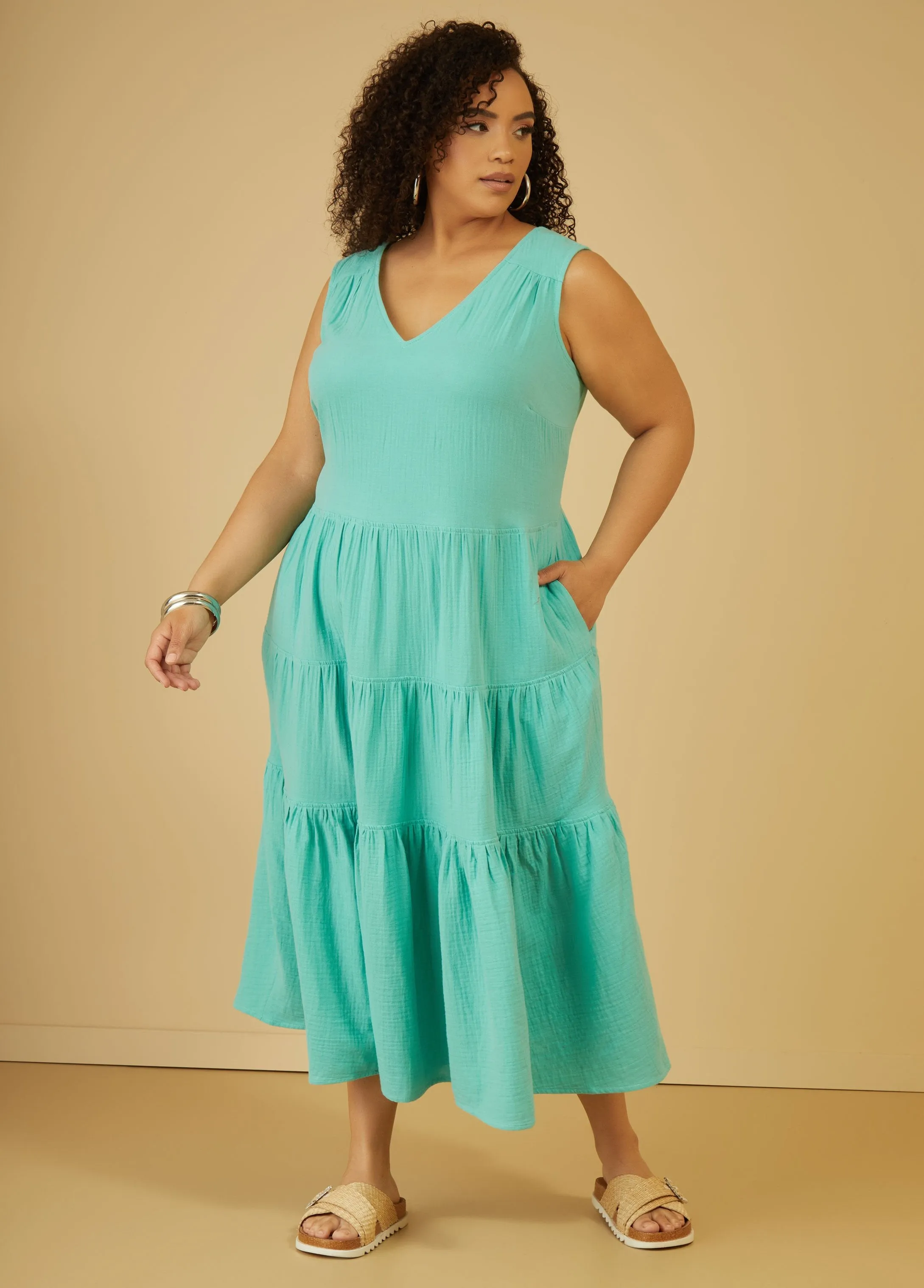 Cotton Gauze Maxi Dress sold by Ashley Stewart product image thumbnail 4