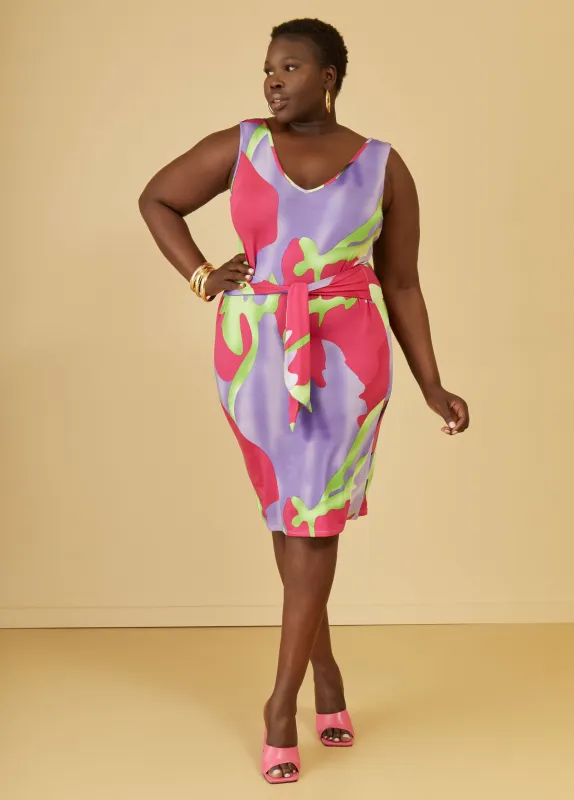 Tie Front Printed Midi Dress sold by Ashley Stewart