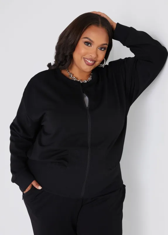Stretch Knit Track Jacket sold by Ashley Stewart