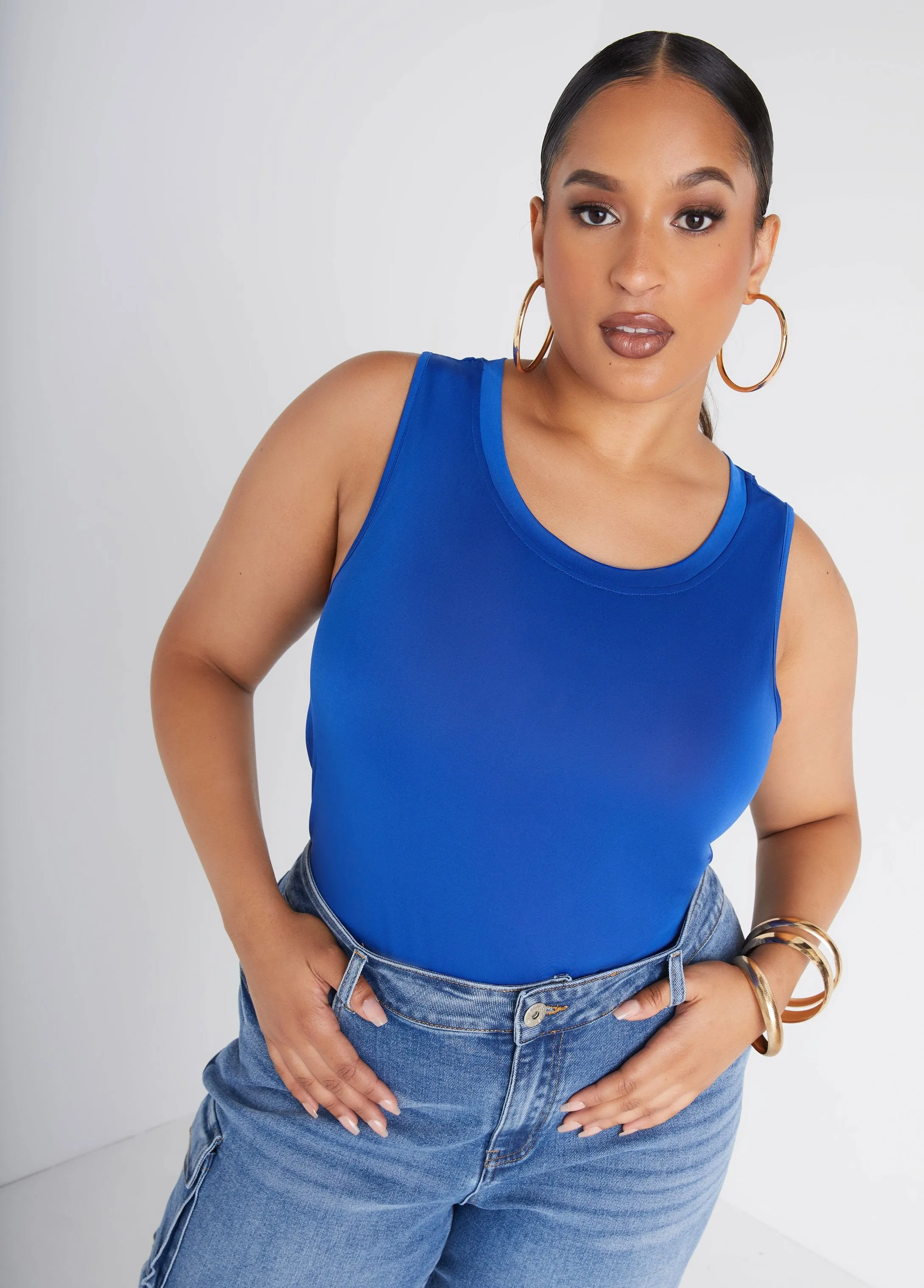 The Basic Knit Cami Top sold by Ashley Stewart