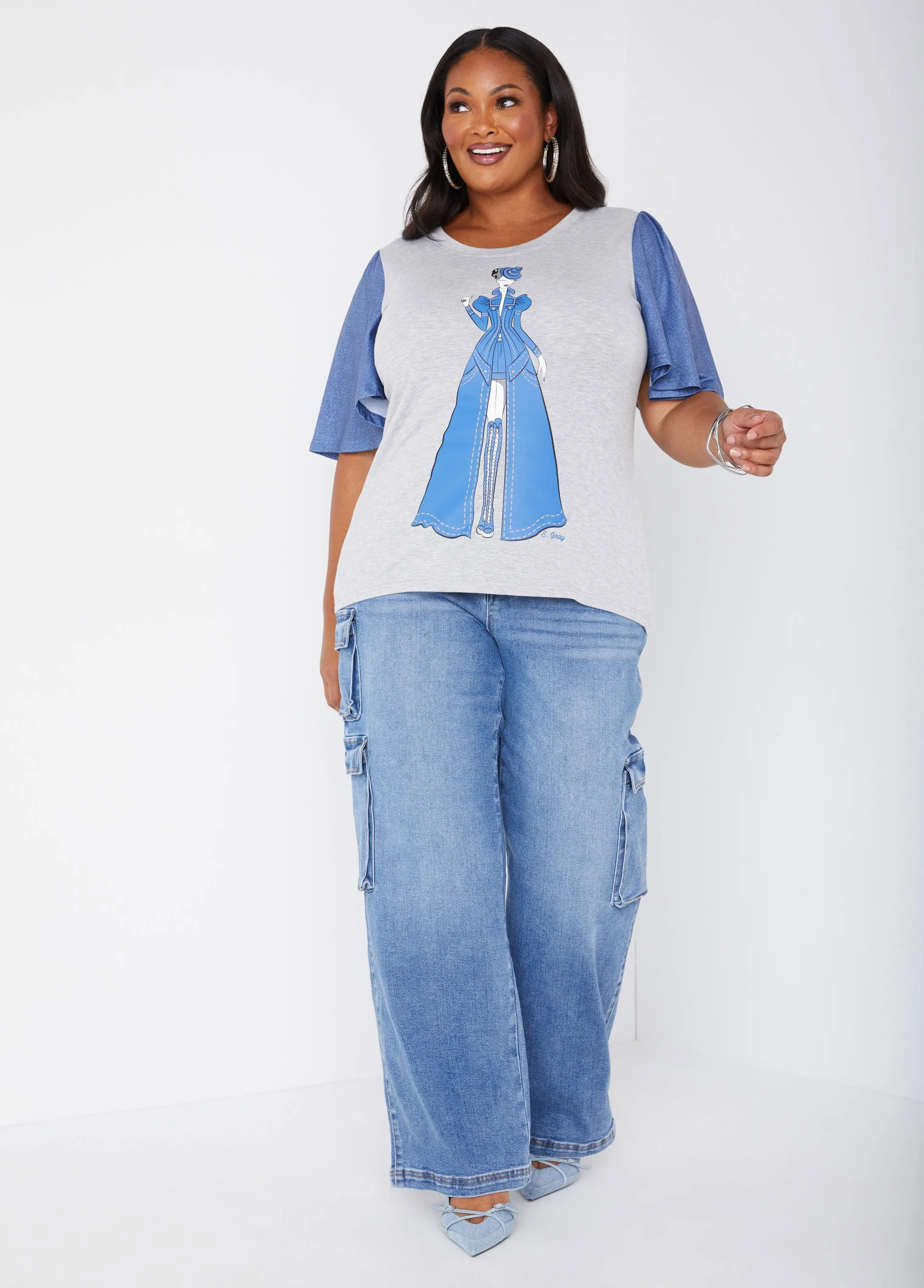 Sheila Gray Embellished Graphic Tee sold by Ashley Stewart product image thumbnail 3