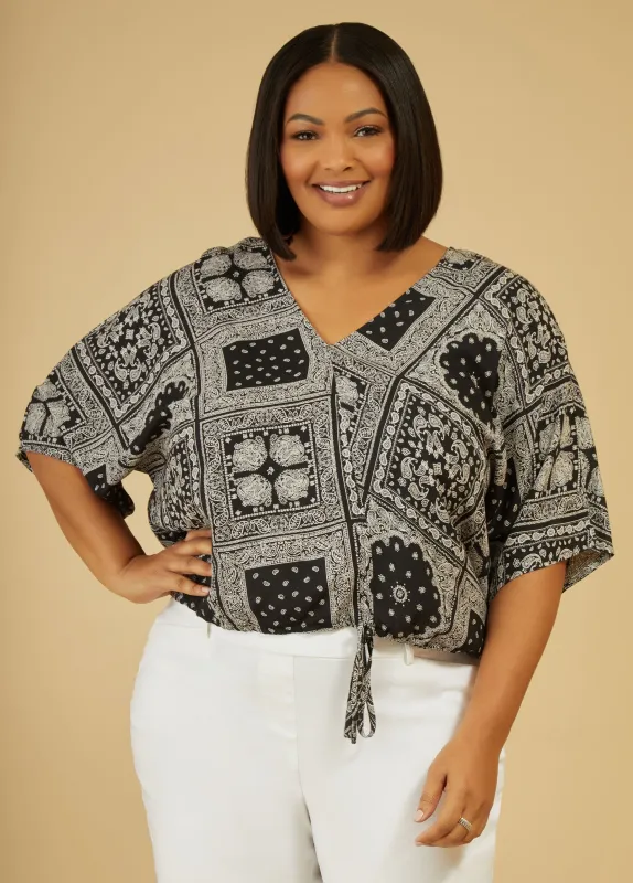 Paisley Print V Neck Blouse sold by Ashley Stewart
